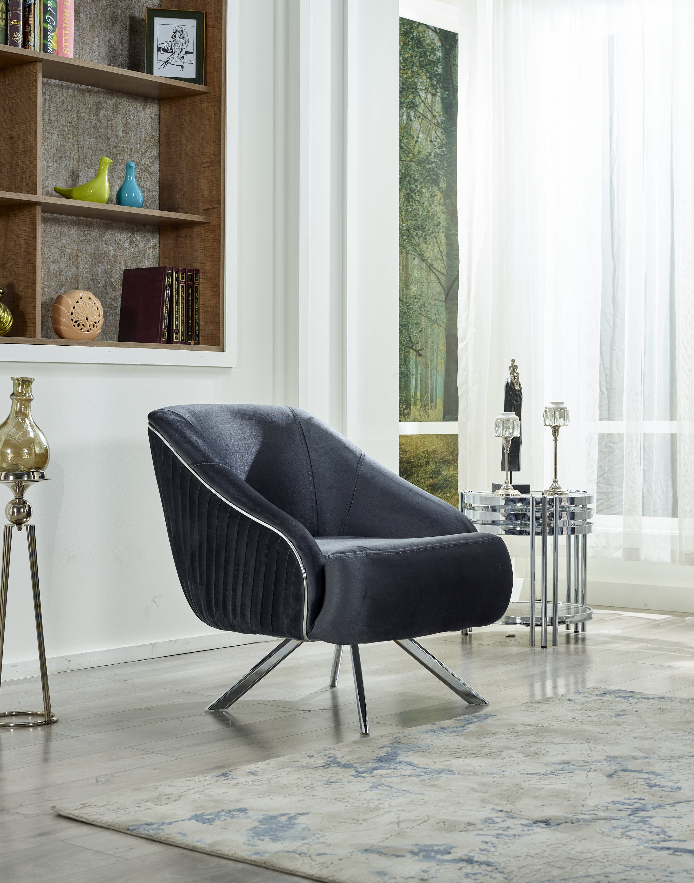 Lucas Stationary Livingroom (1 Sofa & 1 Loveseat & 1 Chair) Dark Grey