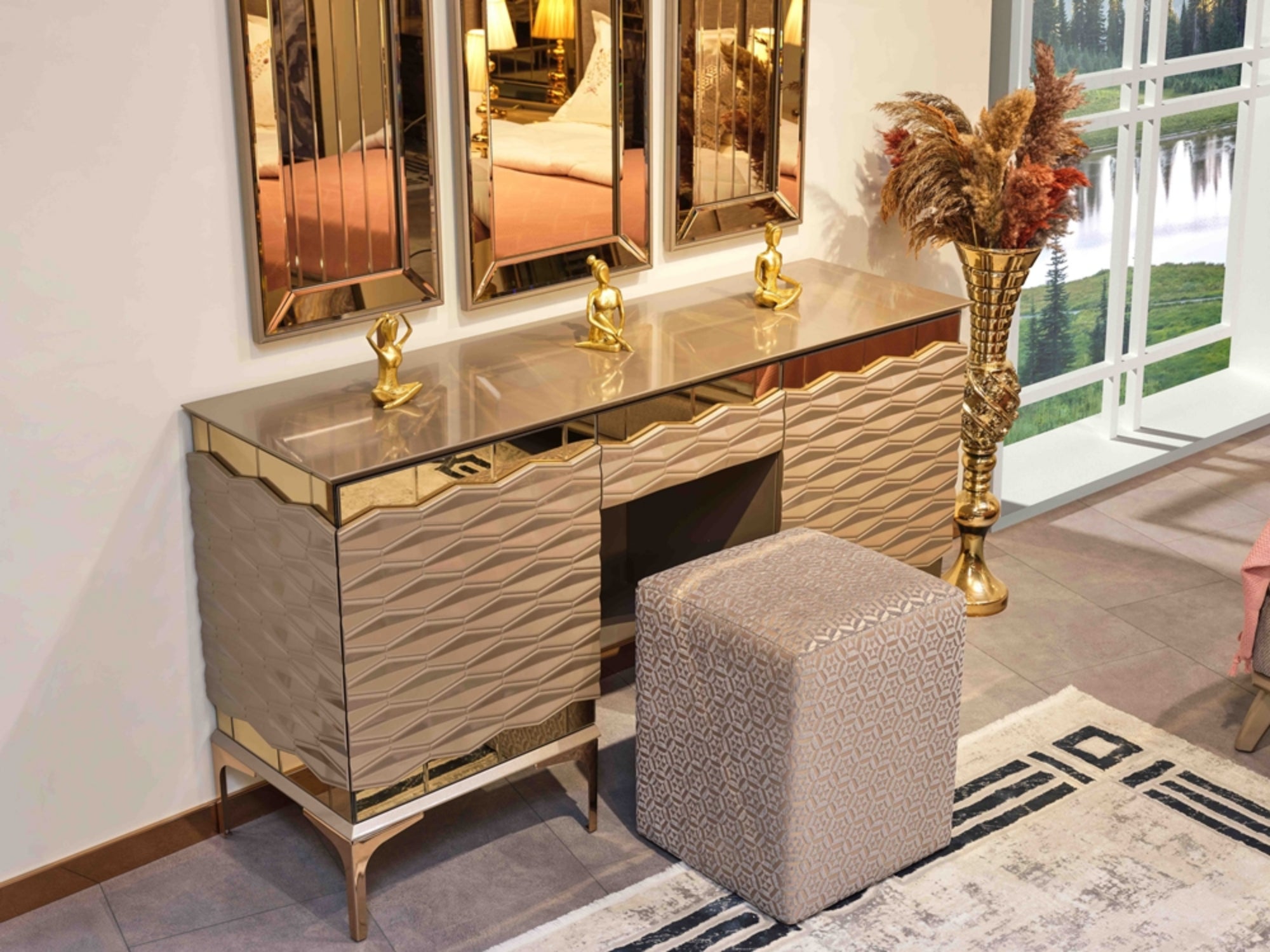 Elite Bedroom (Queen Frame With Headboard & Dresser With Mirror & 2 Nightstand With Back )