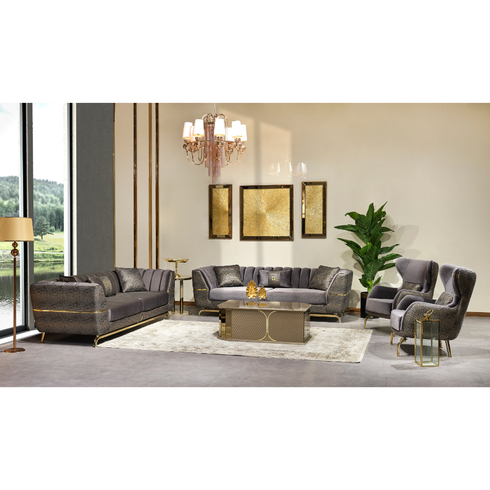 Madrid Stationary Livingroom (2 Sofa & 2 Chair) Grey