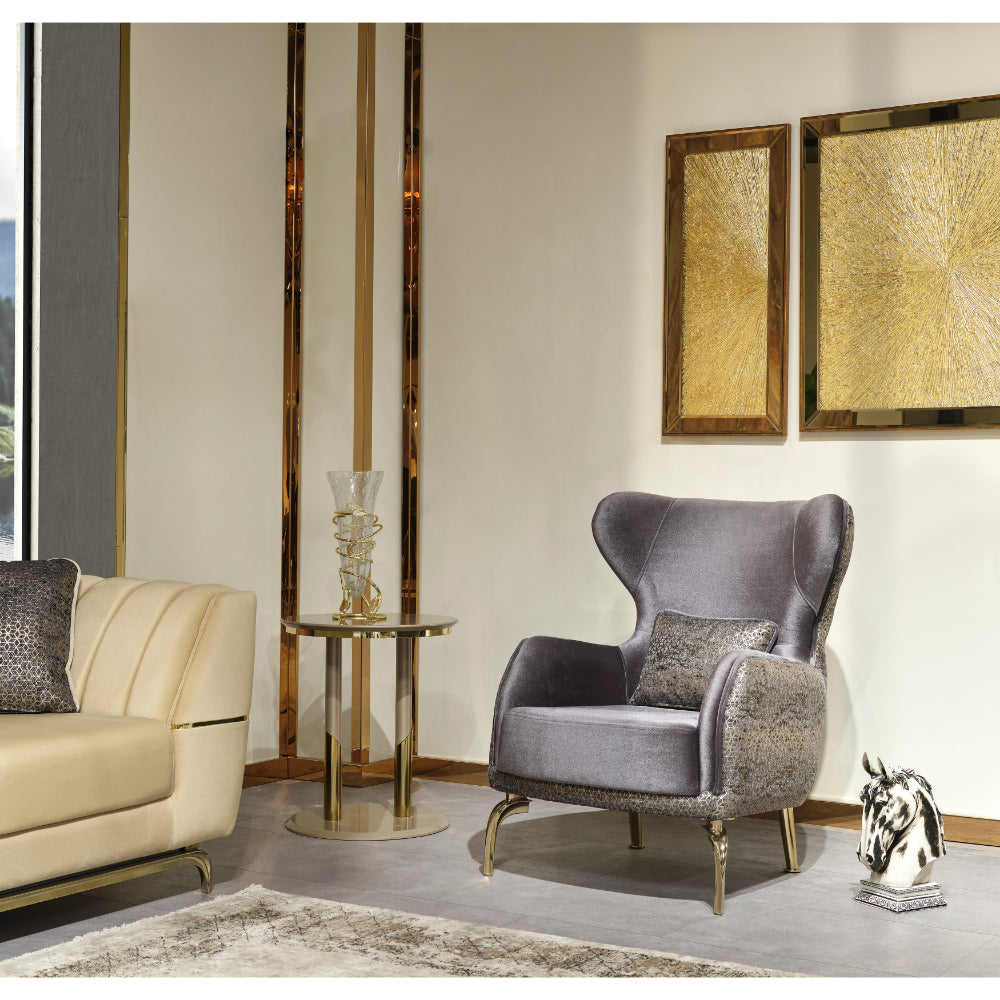 Madrid Stationary Livingroom (2 Sofa & 2 Chair) Grey