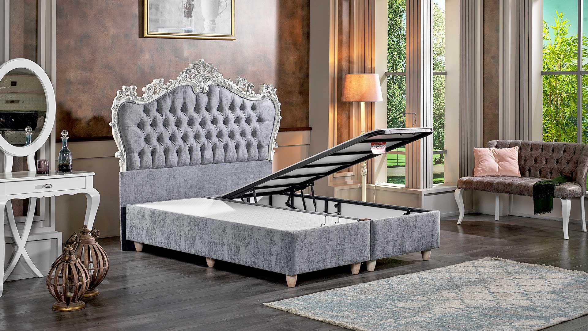 Majesty Storage Bed (150 Cm x 190 Cm) Grey
