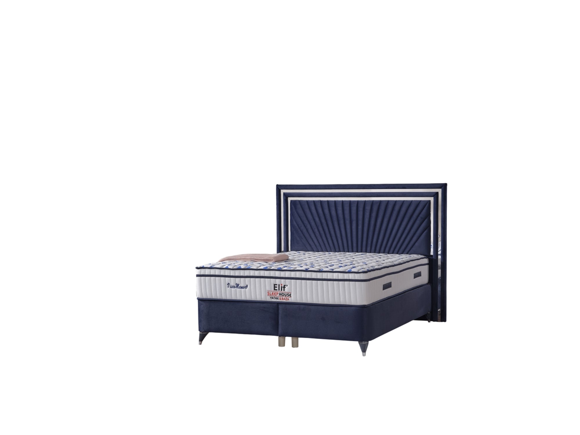 Mimoza Storage Bed With Headboard Blue