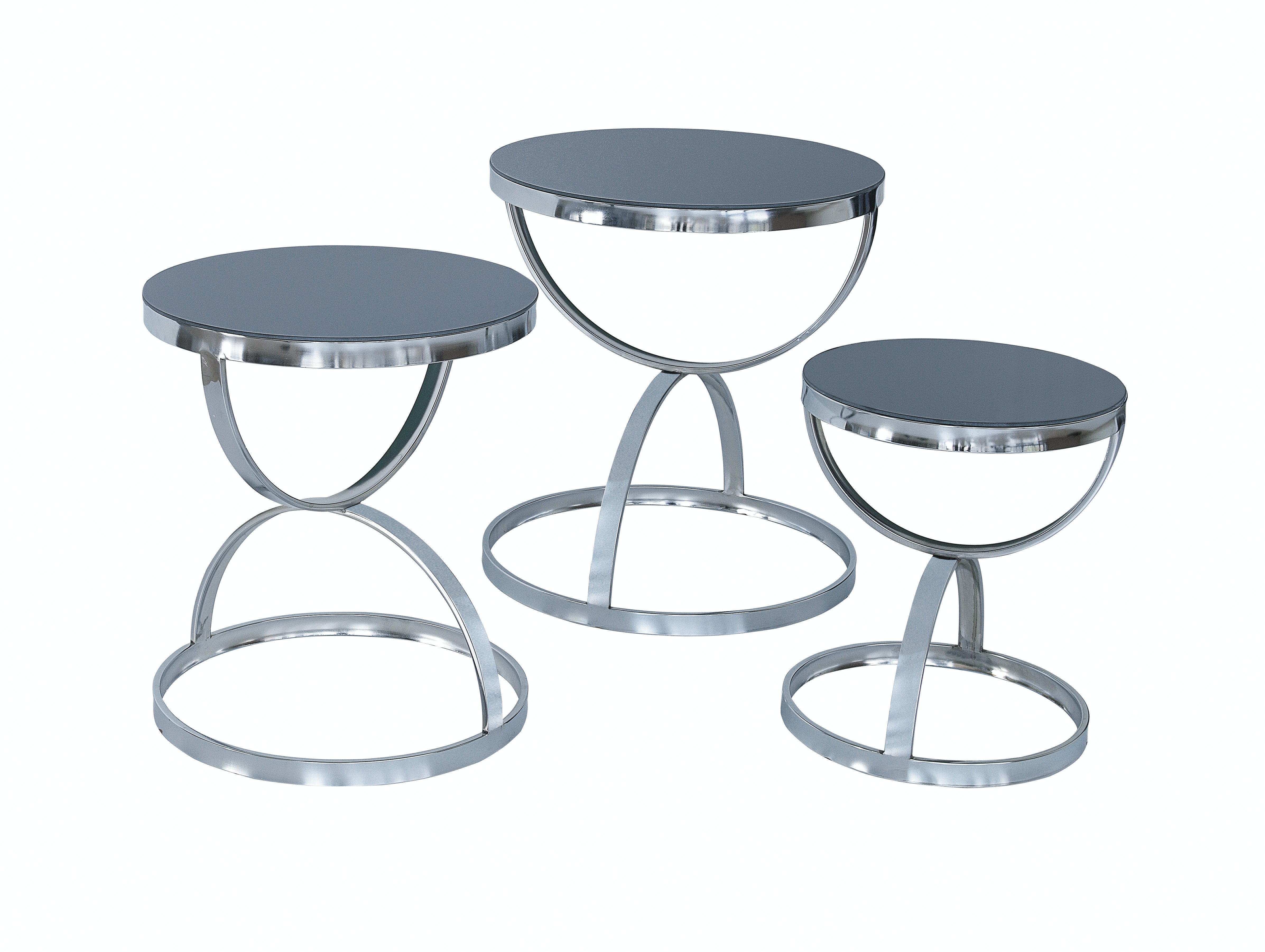 Moon Nesting Table Silver Legs - Glass Top