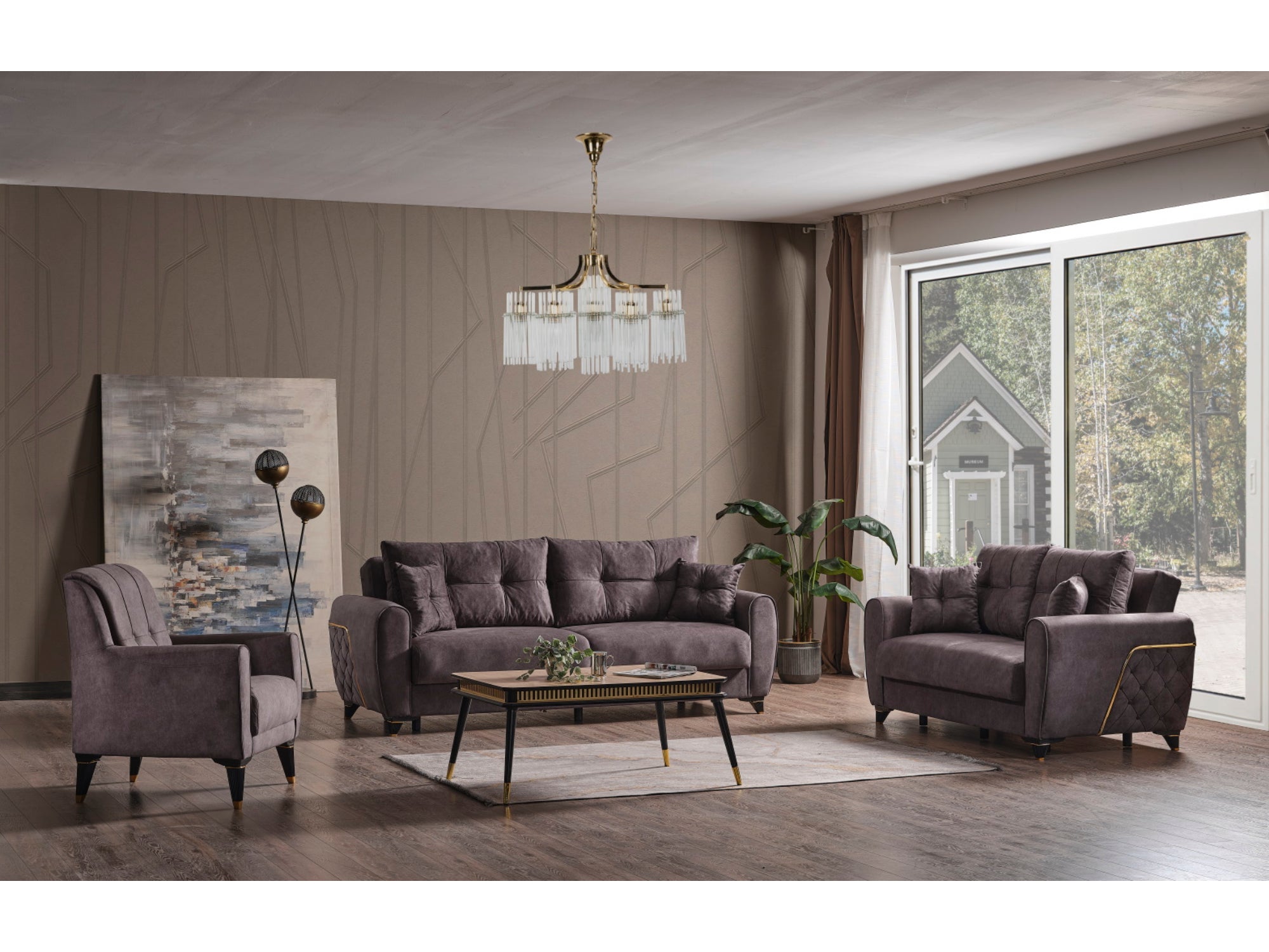 Nairobi Convertible Livingroom (1 Sofa &  1 Chair) Grey