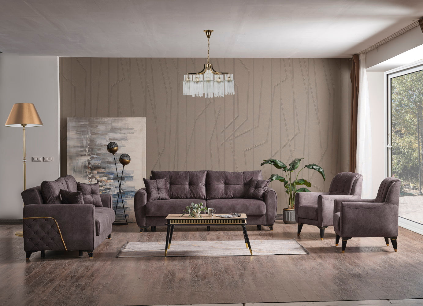 Nairobi Convertible Livingroom (2 Sofa &  2 Chair) Grey