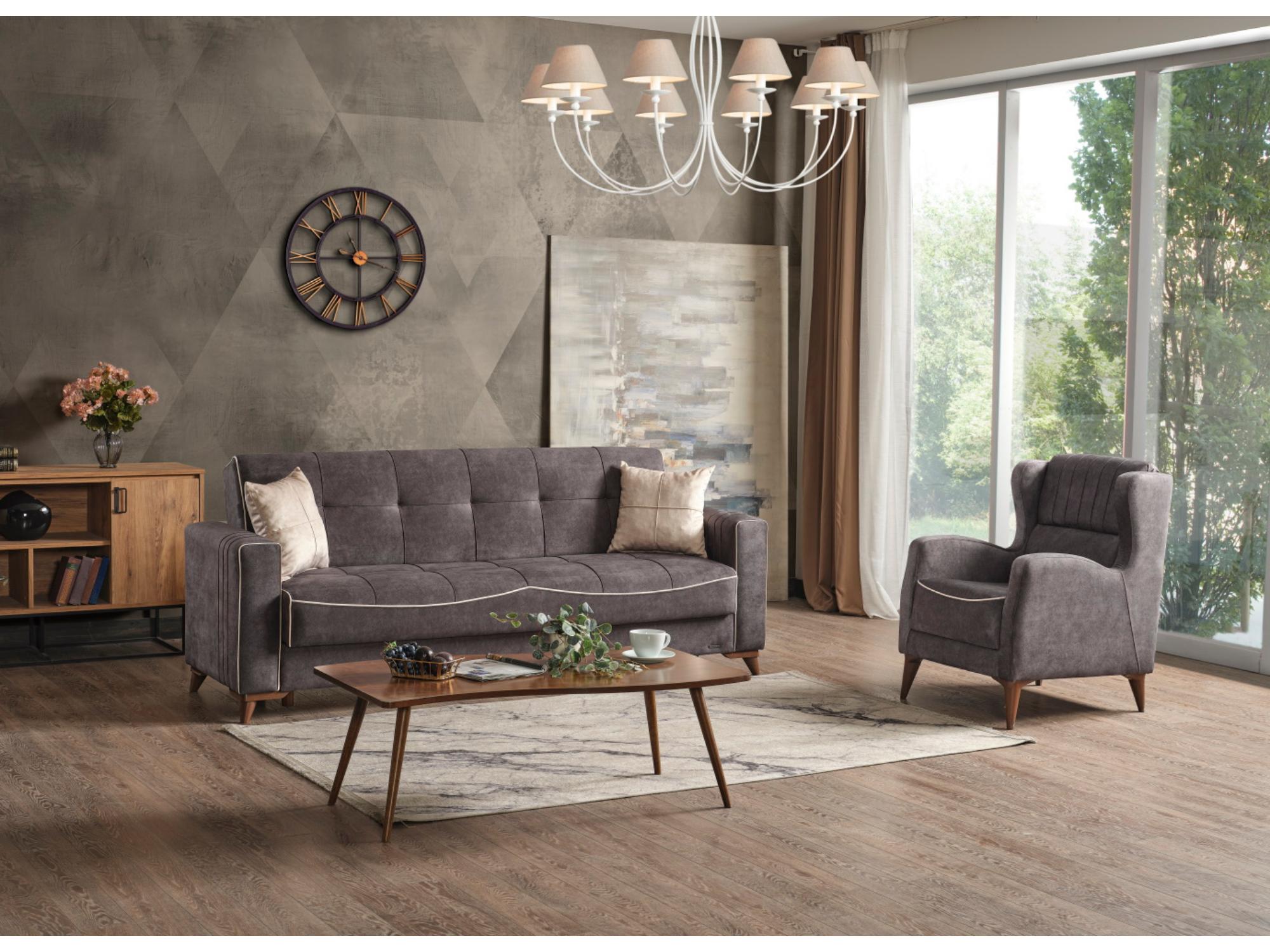 Napoli Convertible Livingroom (1 Sofa & 2 Chair) Grey