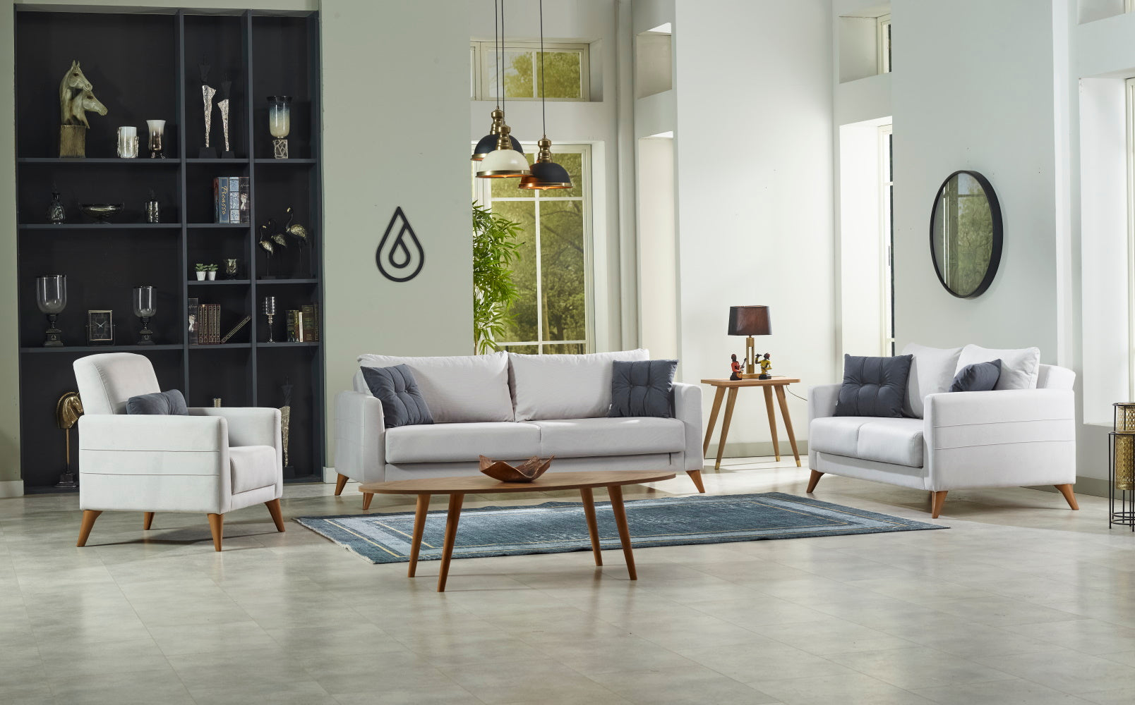 Nepal Convertible Livingroom (1 Sofa & 1 Lovesaat & 1 Chair) Cream