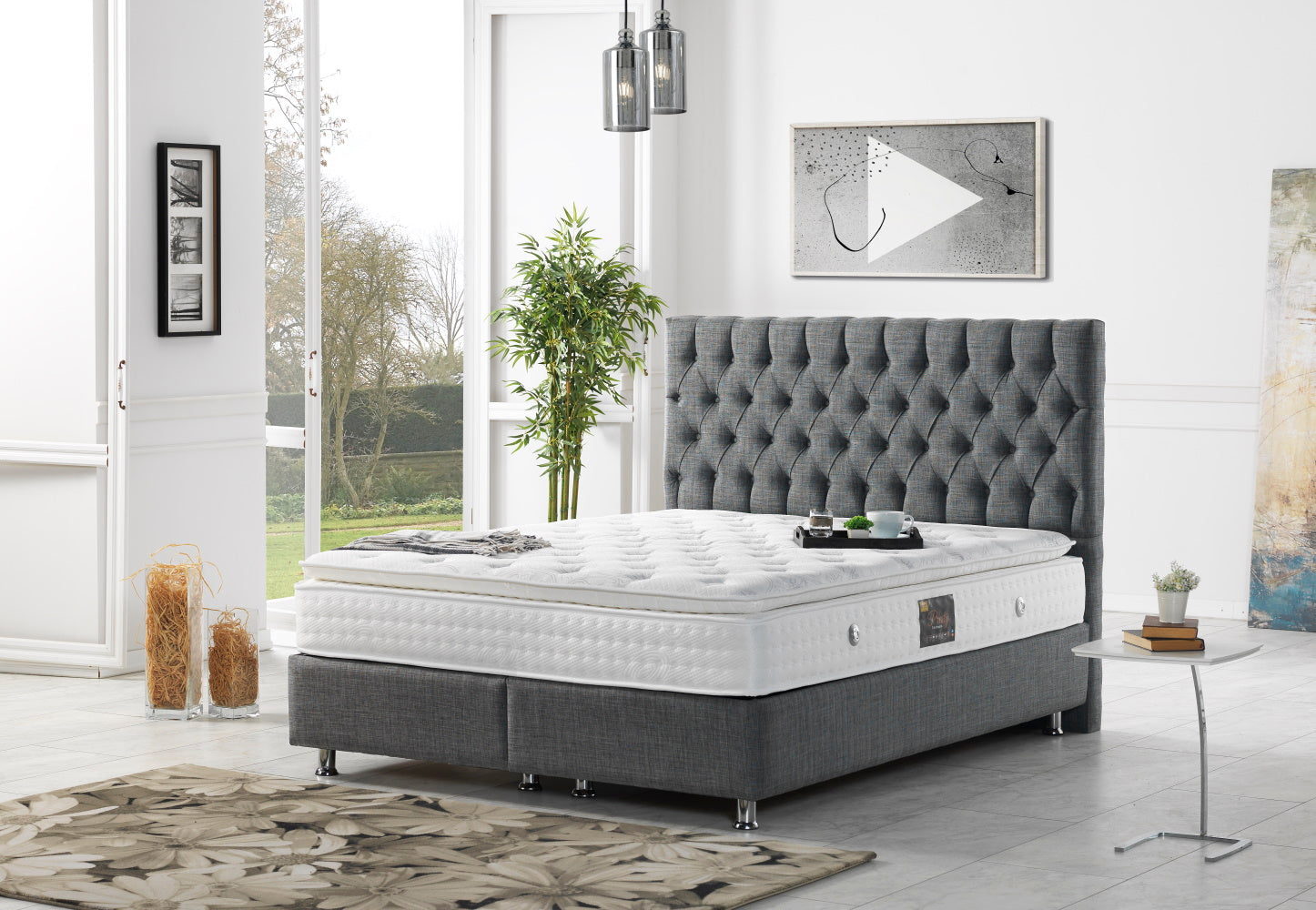 Nevada Storage Bed With Headboard Grey