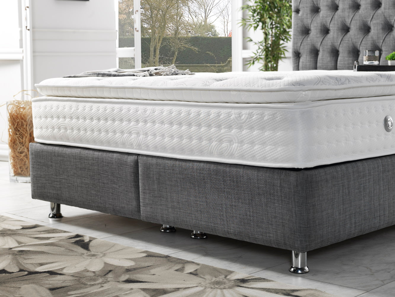 Nevada Storage Bed With Headboard Grey