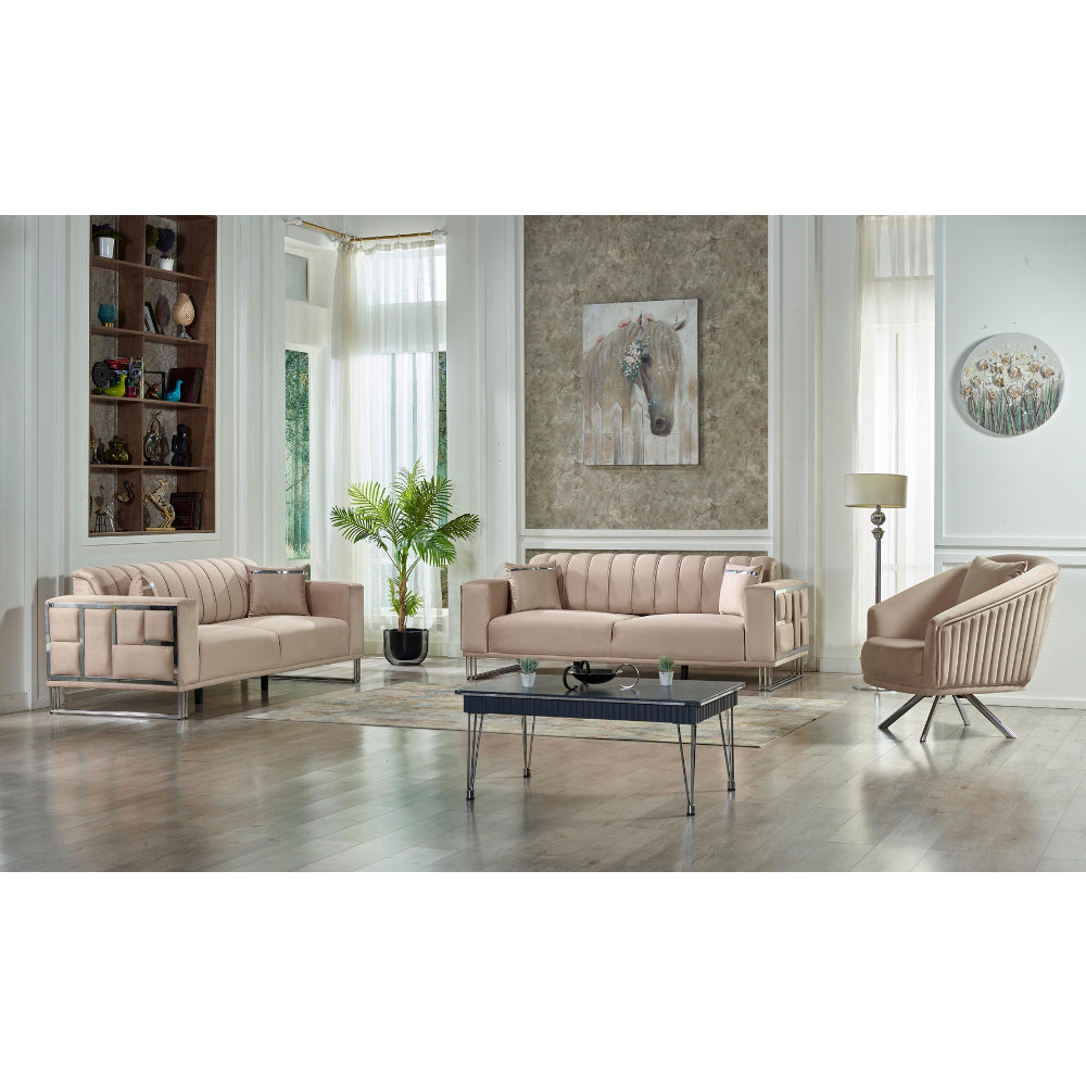 Puzzle Convertible Livingroom (2 Sofa & 2 Chair) Cream