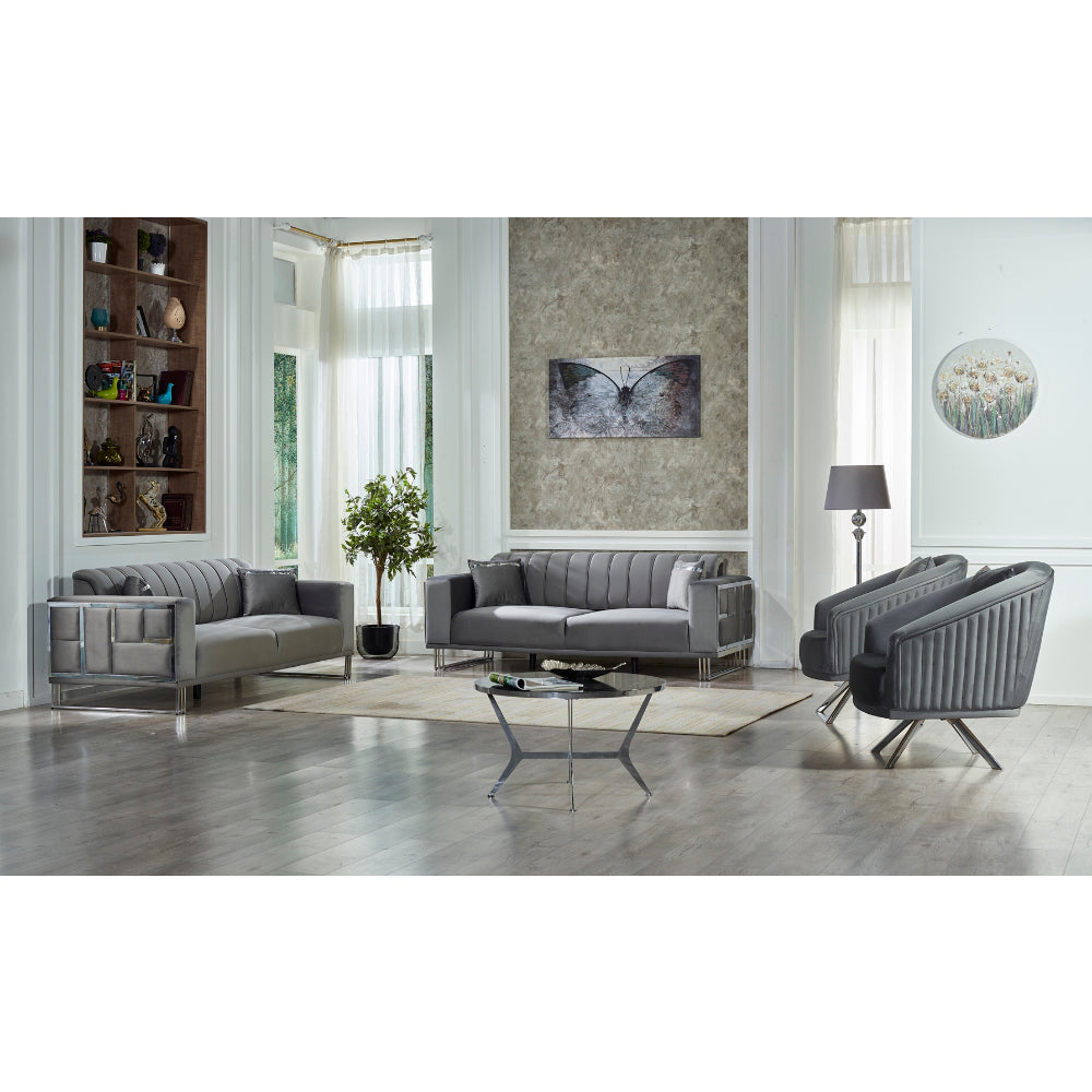 Puzzle Convertible Livingroom (2 Sofa & 2 Chair) Grey