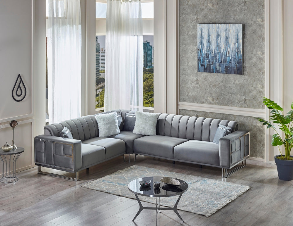 Puzzle Convertible Sectional Light Grey