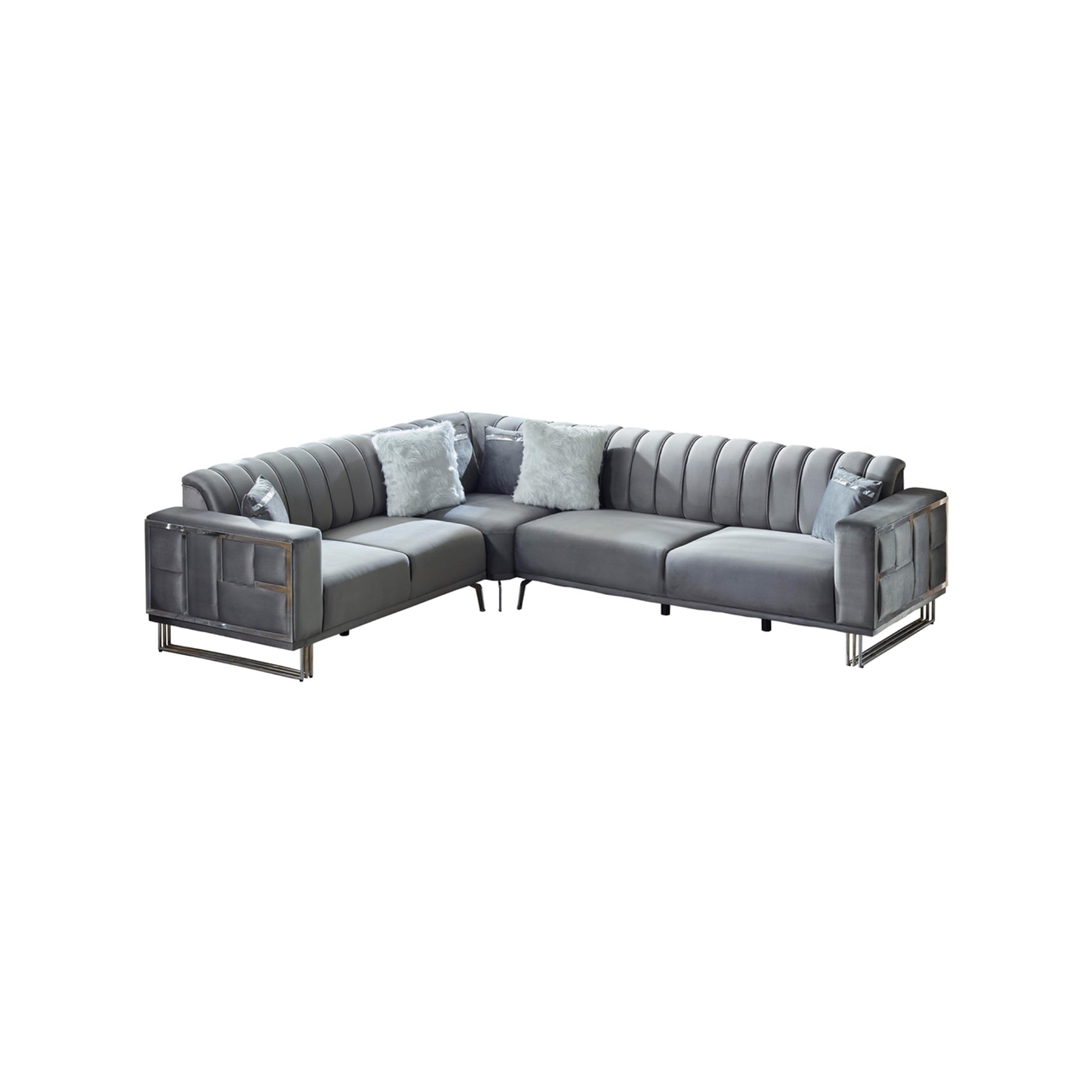 Puzzle Convertible Sectional Light Grey