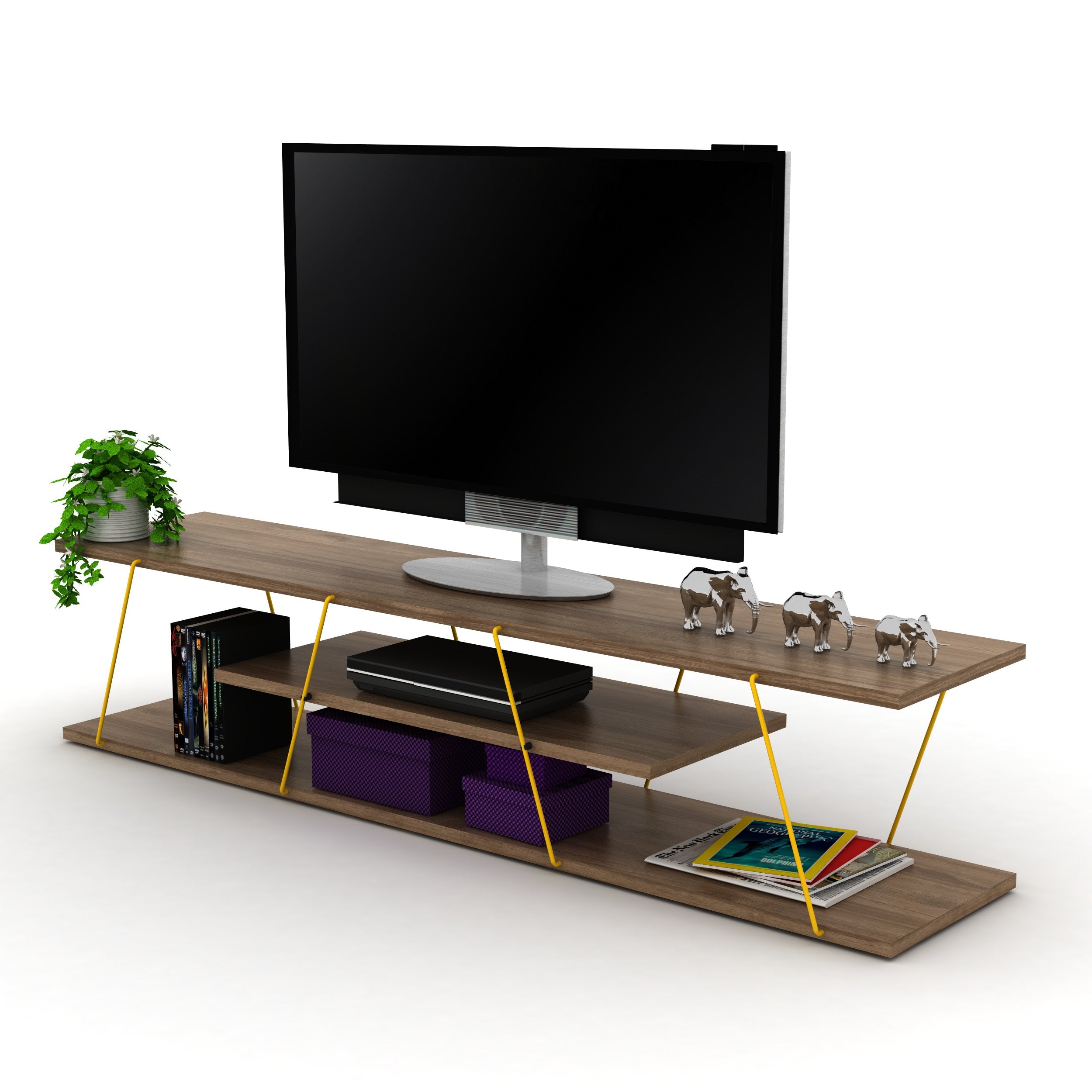 Tars Tv Stand Walnut - Yellow