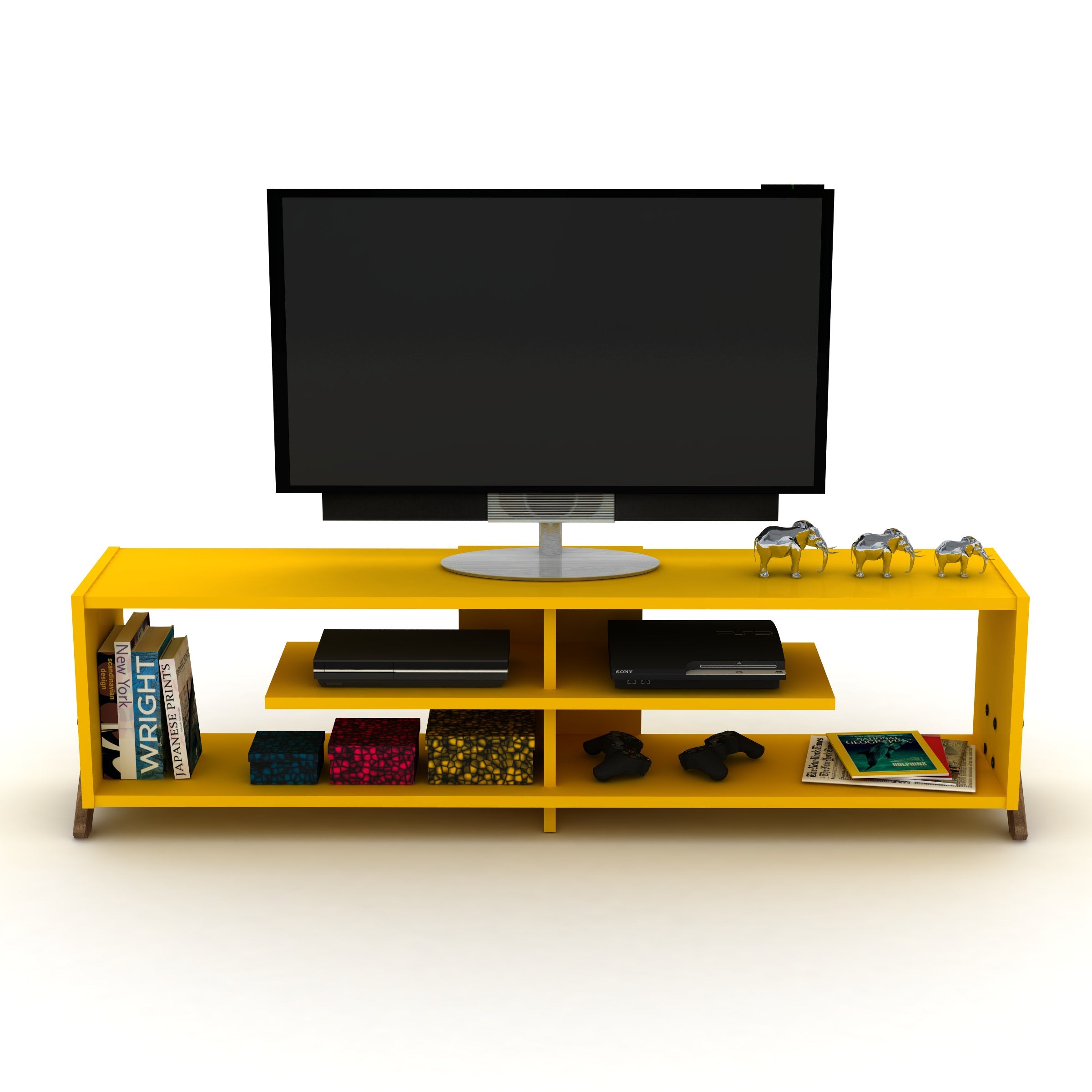 Kipp Tv Stand Walnut-Yellow