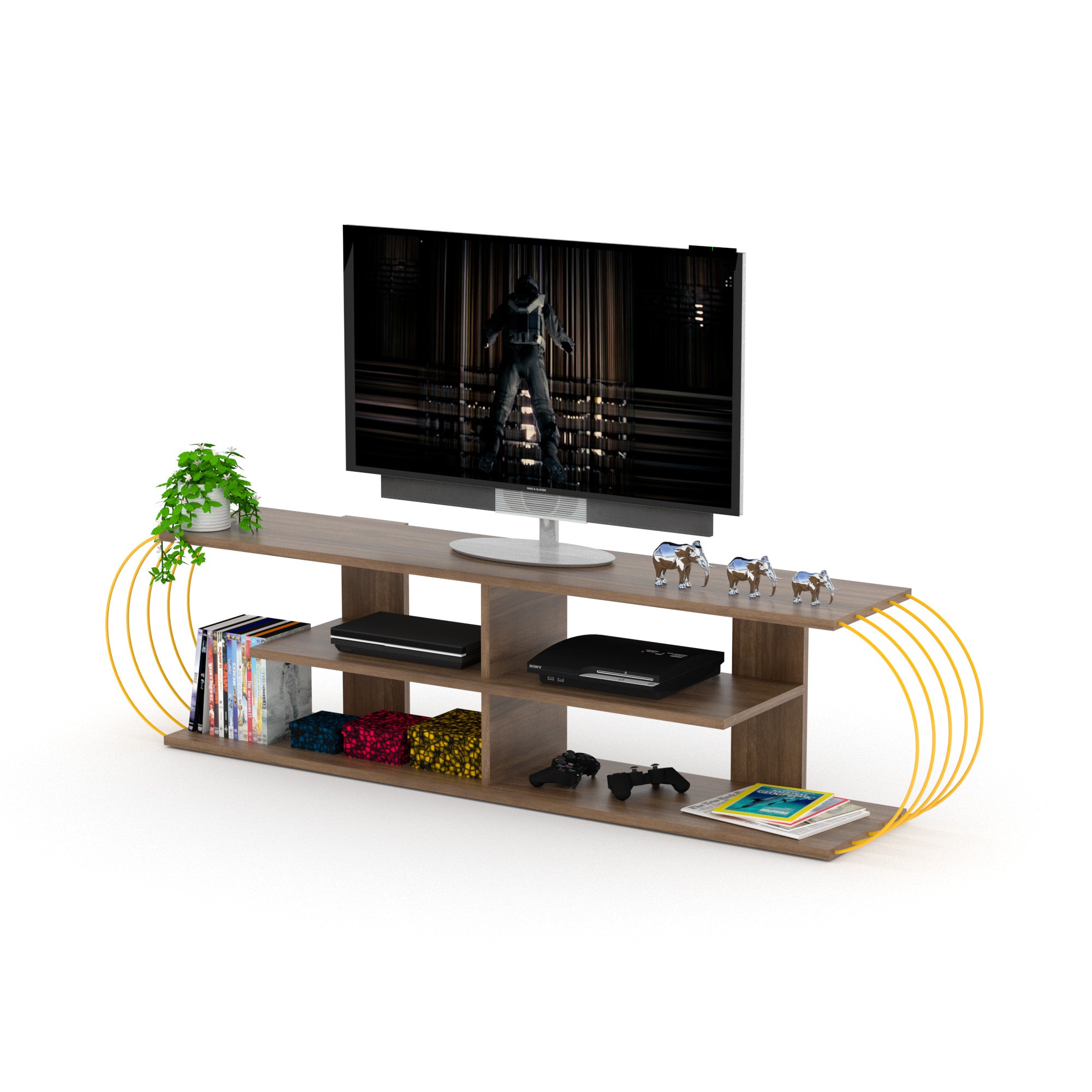 Case Tv Stand Walnut-Yellow