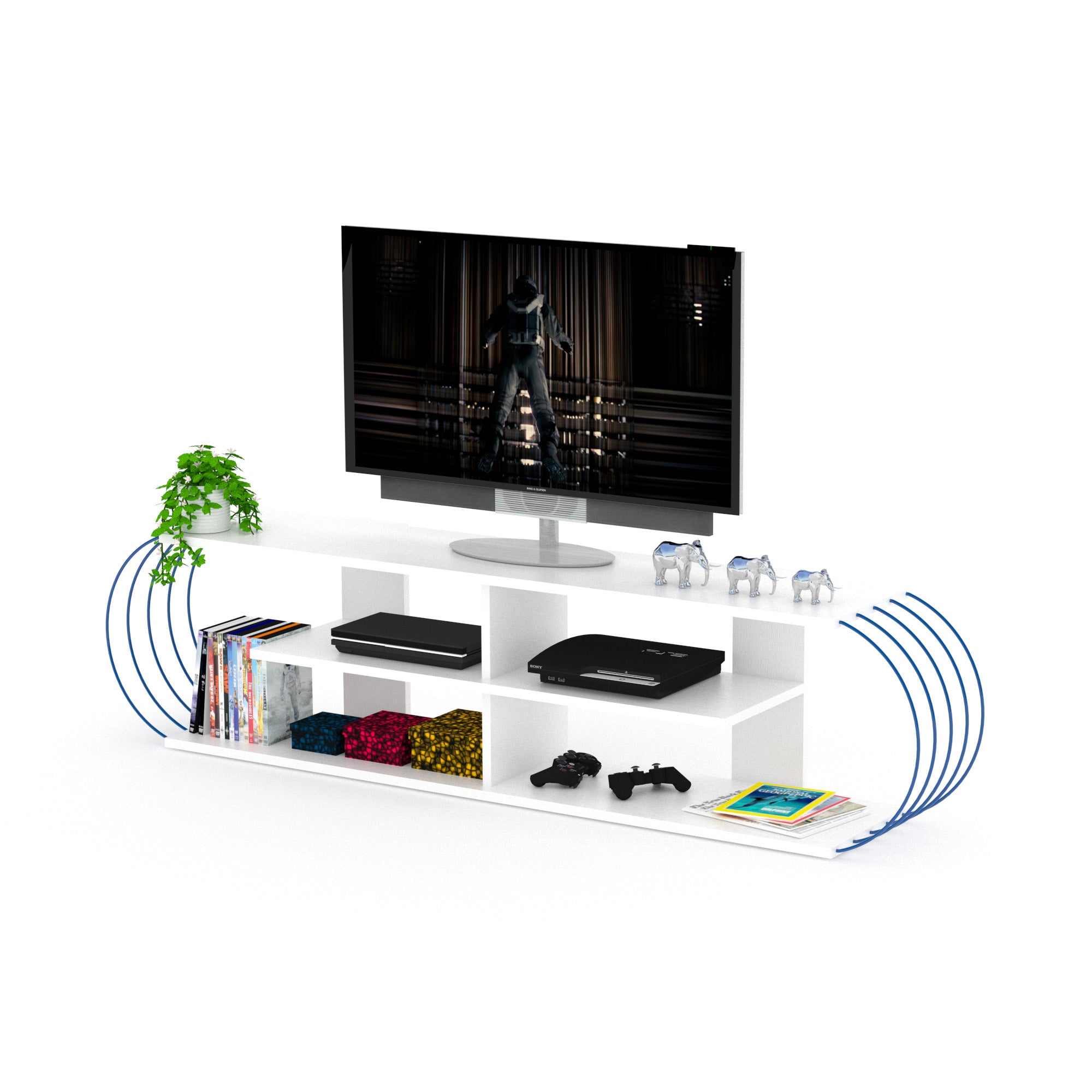 Case Tv Stand White-Blue