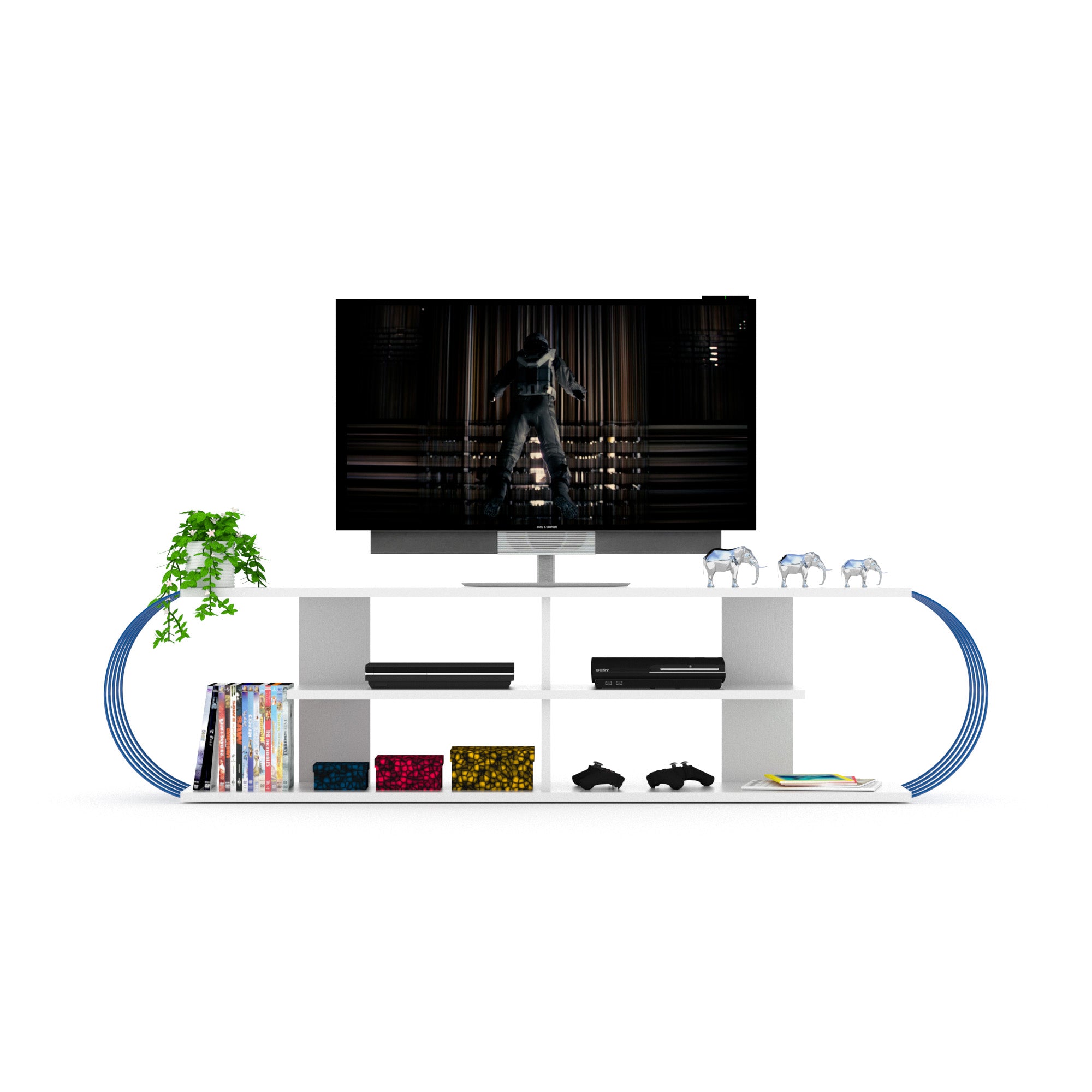 Case Tv Stand White-Blue
