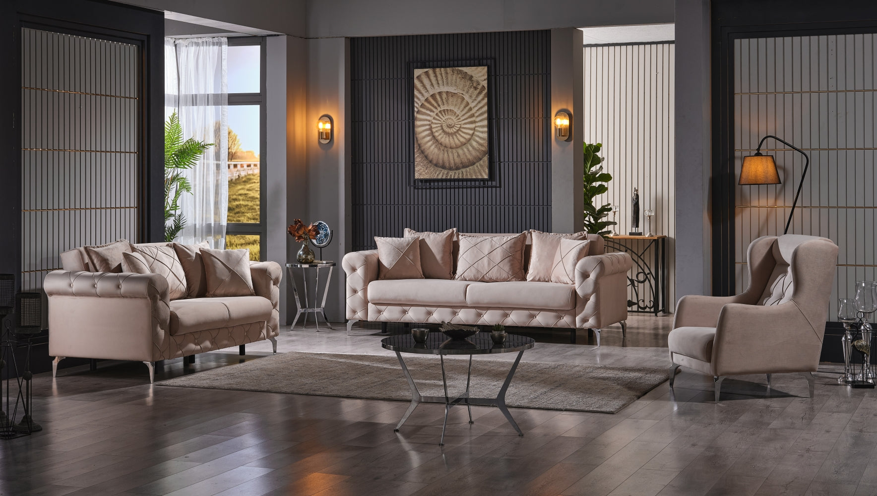 Riva Convertible Livingroom (2 Sofa & 2 Chair) Cream