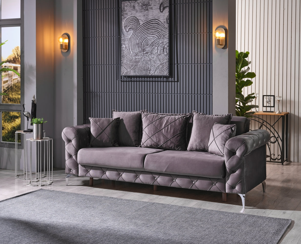 Riva Convertible Sofa Grey