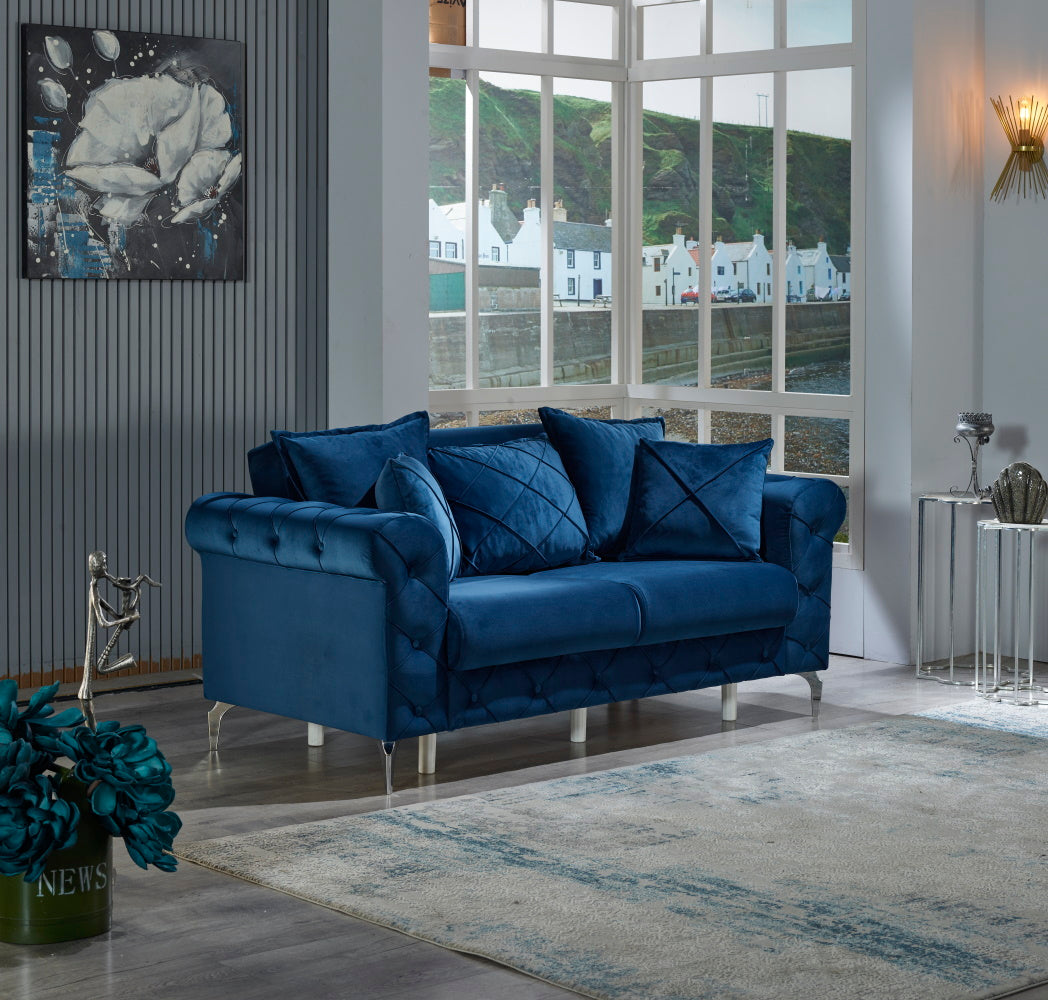 Riva Convertible Loveseat Blue