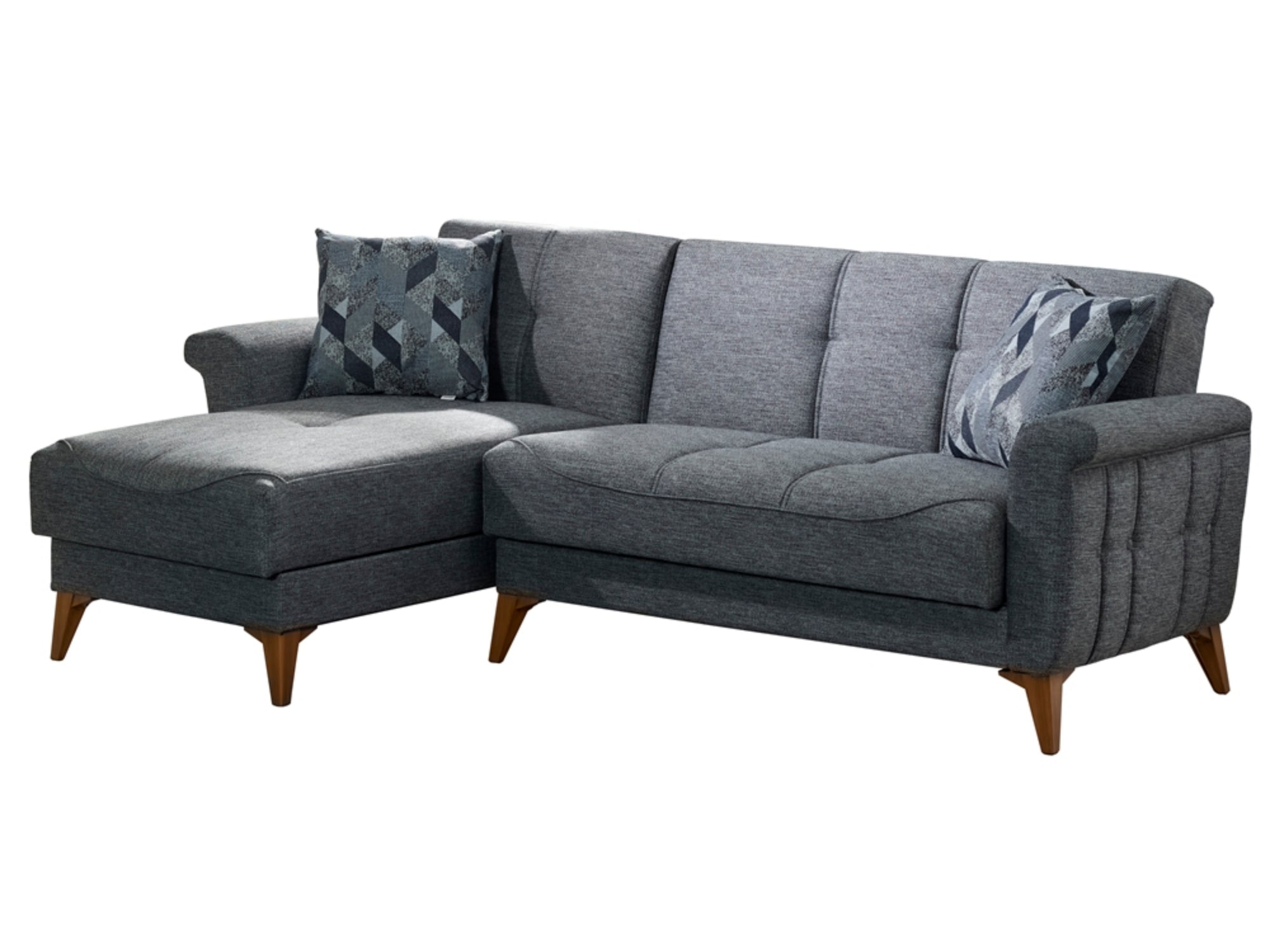 Royce Convertible Mini Sectional With Ottoman Anthracite