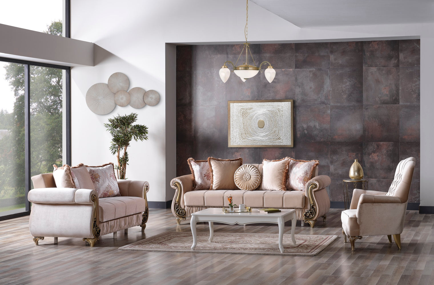 Rustik Convertible Livingroom (2 Sofa & 2 Chair) Beige