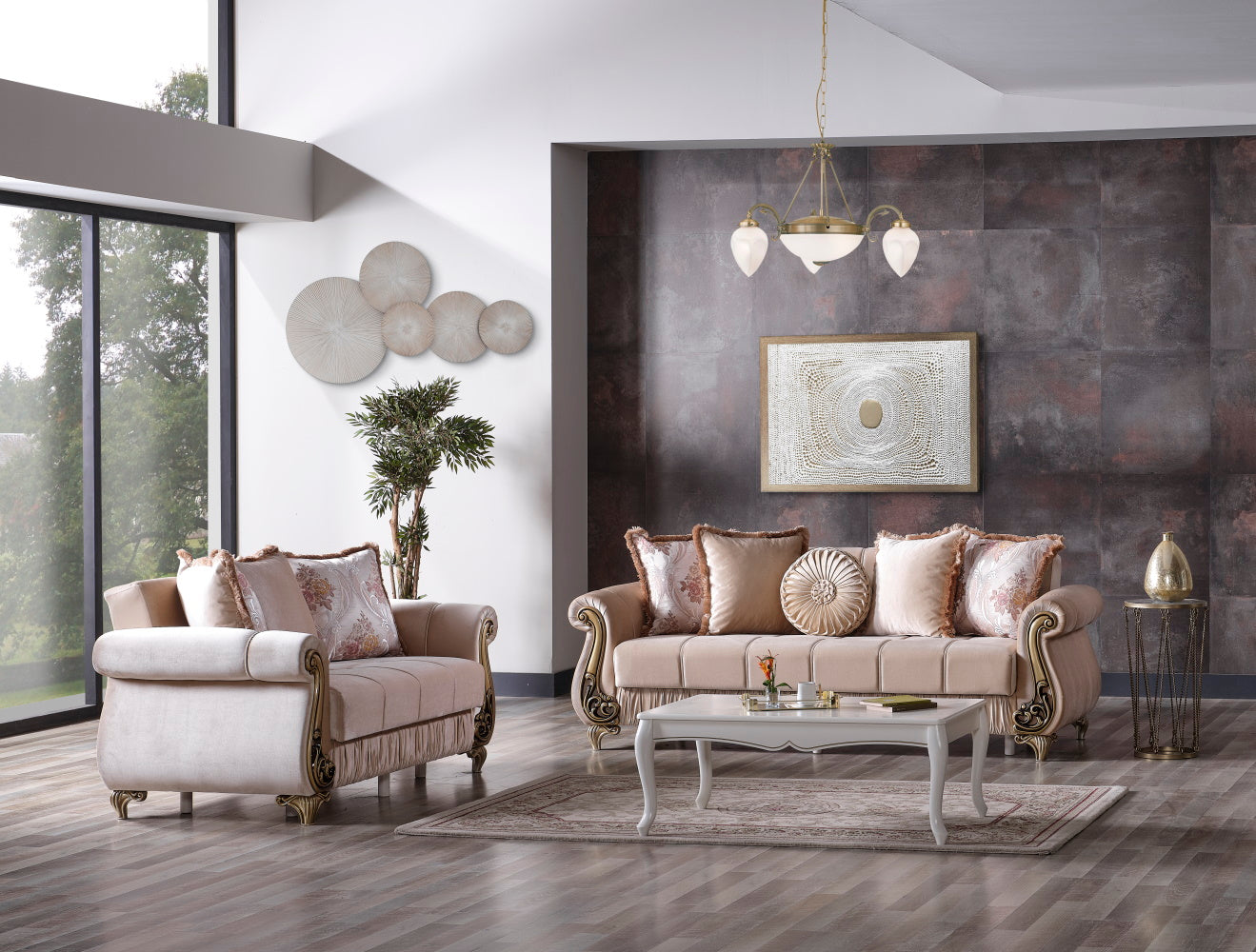 Rustik Convertible Livingroom (2 Sofa & 2 Chair) Beige