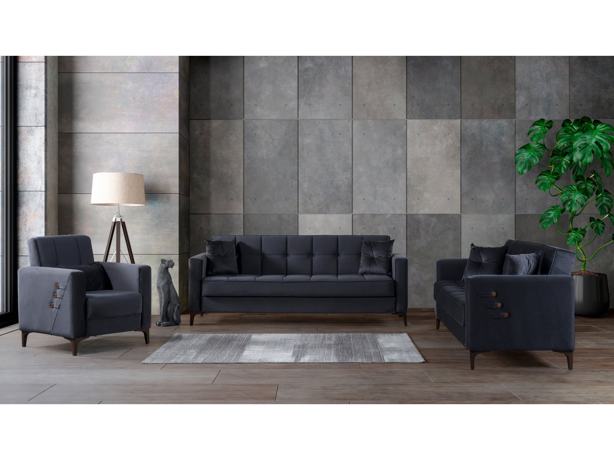 Step Convertible Livingroom (2 Sofa & 2 Chair) Grey