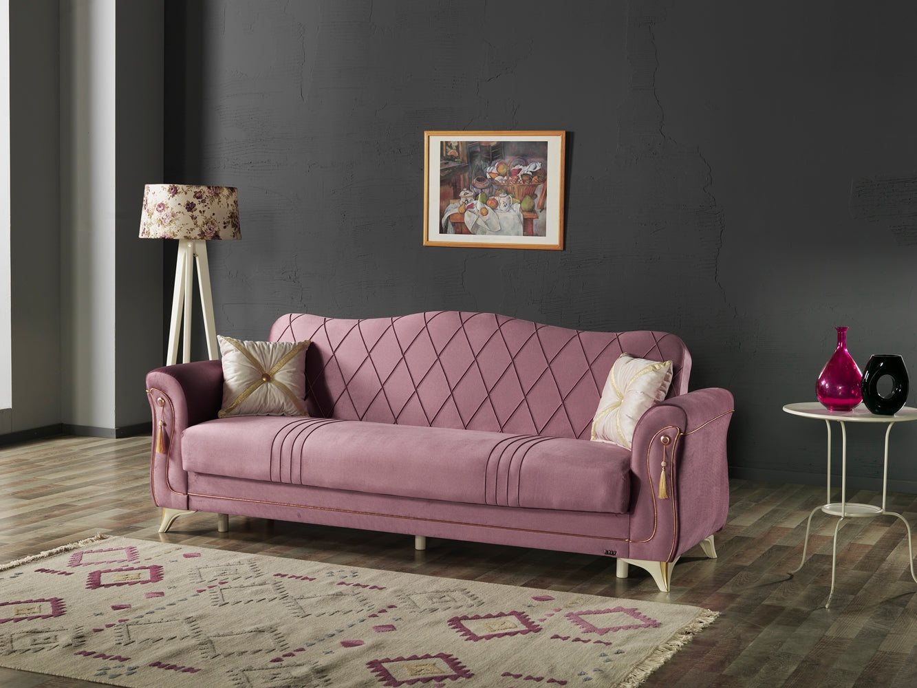 Vienna Convertible Livingroom Sofa Dusty Rose