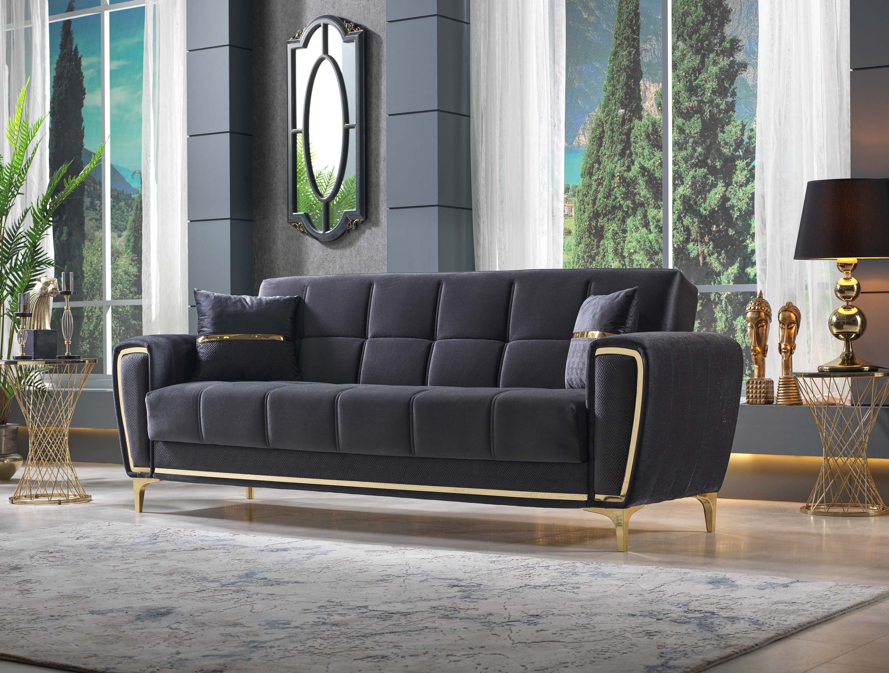 Boston Convertible Livingroom (2 Sofa & 2 Chair) Anthracite