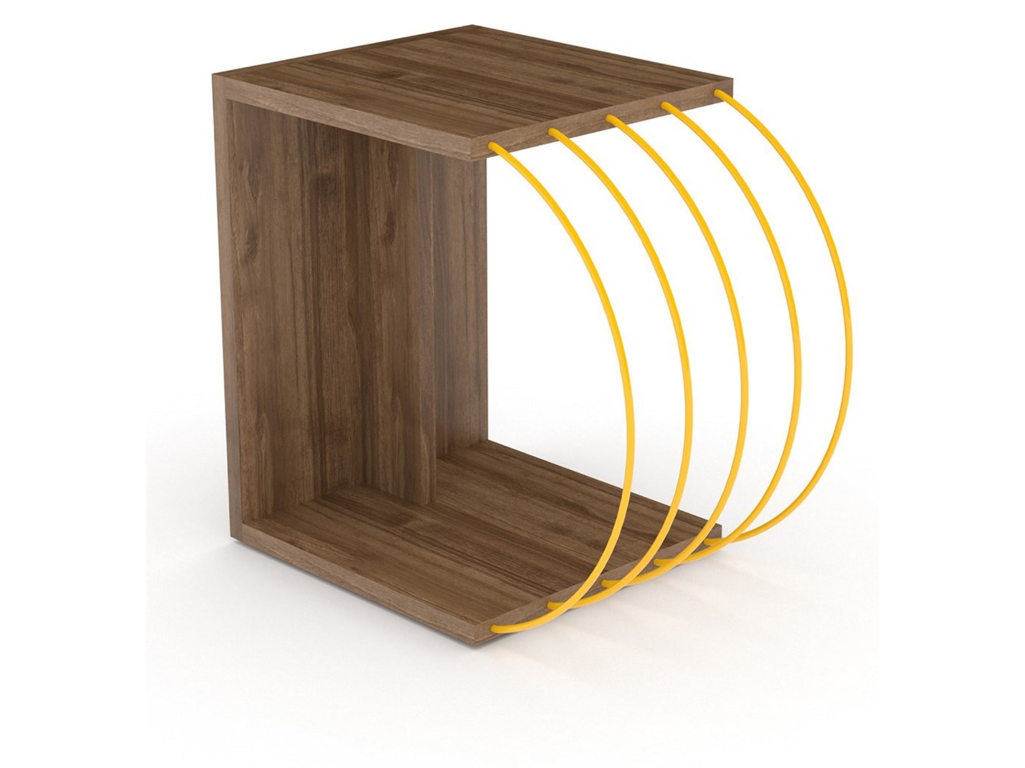 Case Side Table Walnut-Yellow