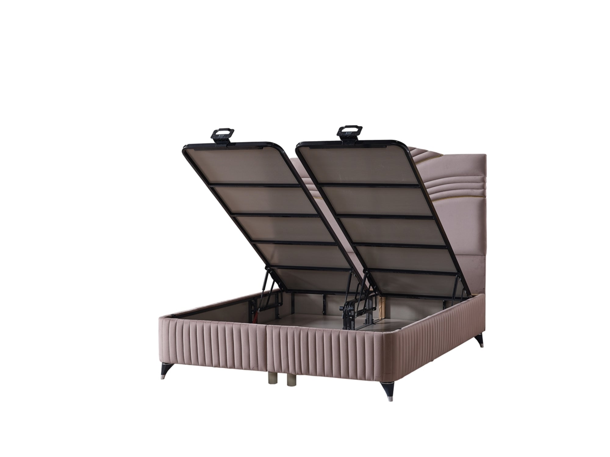 Cınar Storage Bed With Headboard Light Brown