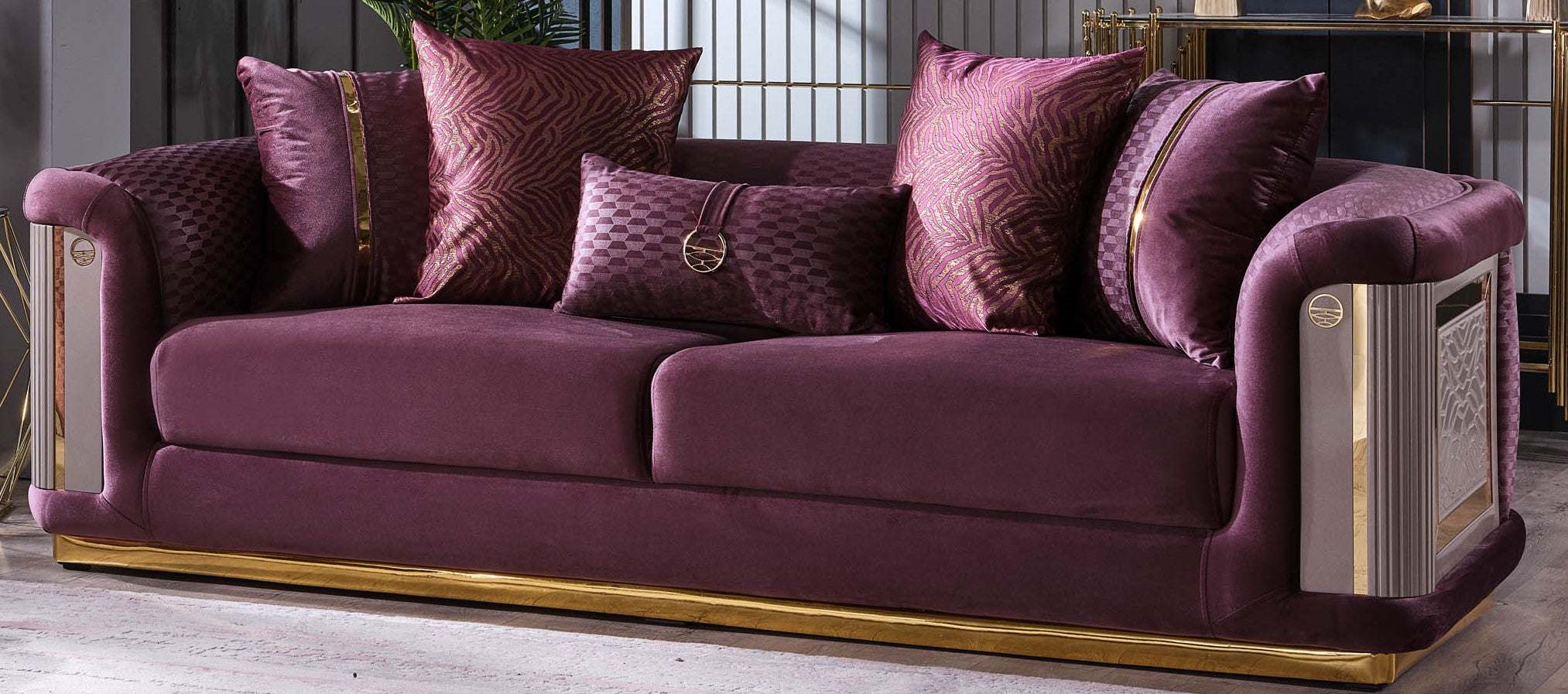 Elegance Stationary Sofa Purple