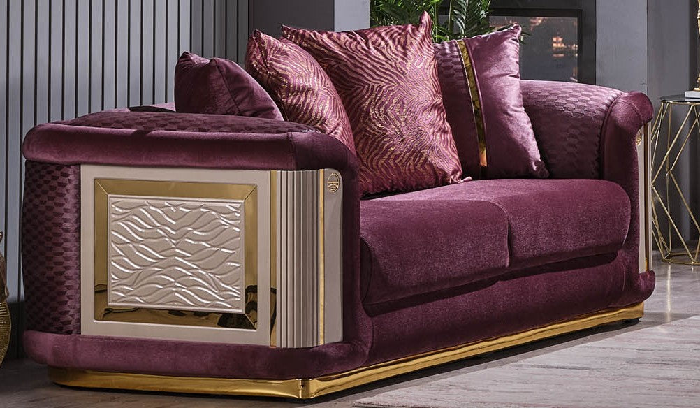 Elegance Stationary Loveseat Purple