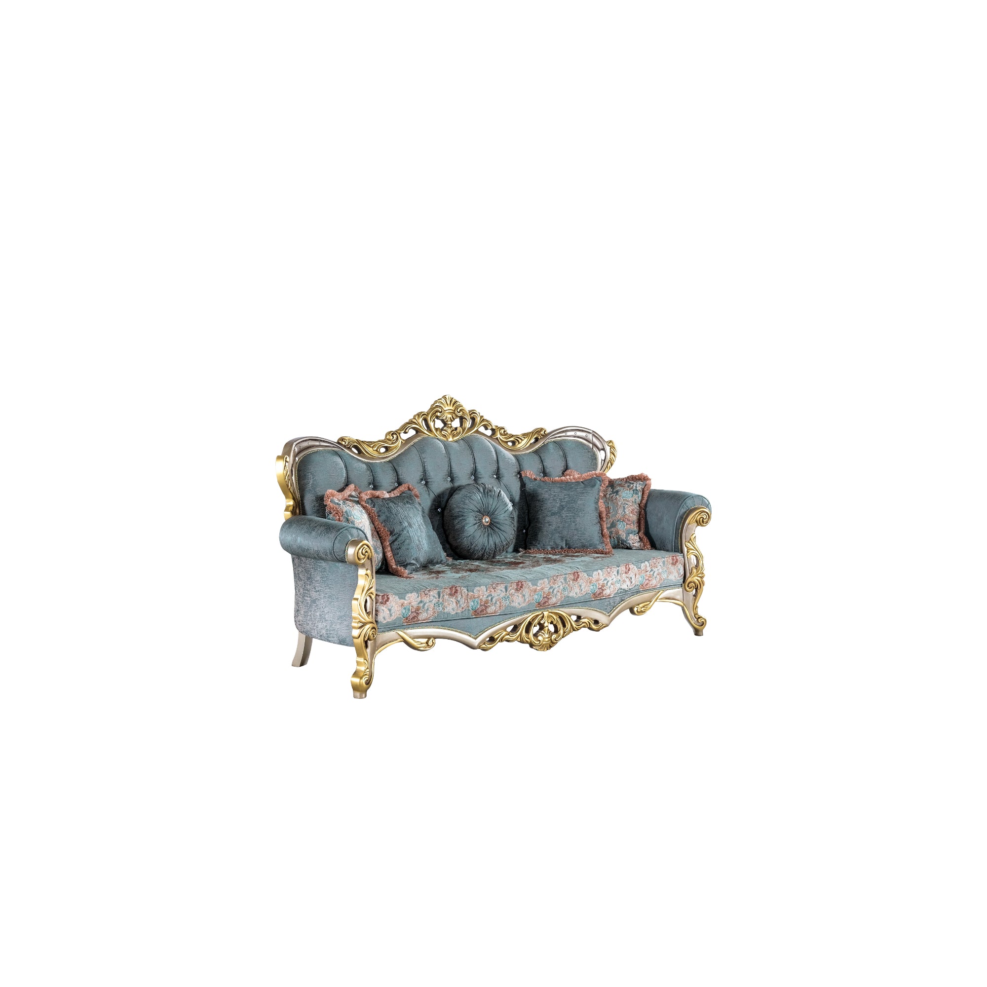 Buse Traditional Livingroom (2 Sofa & 2 Chair) Light Green