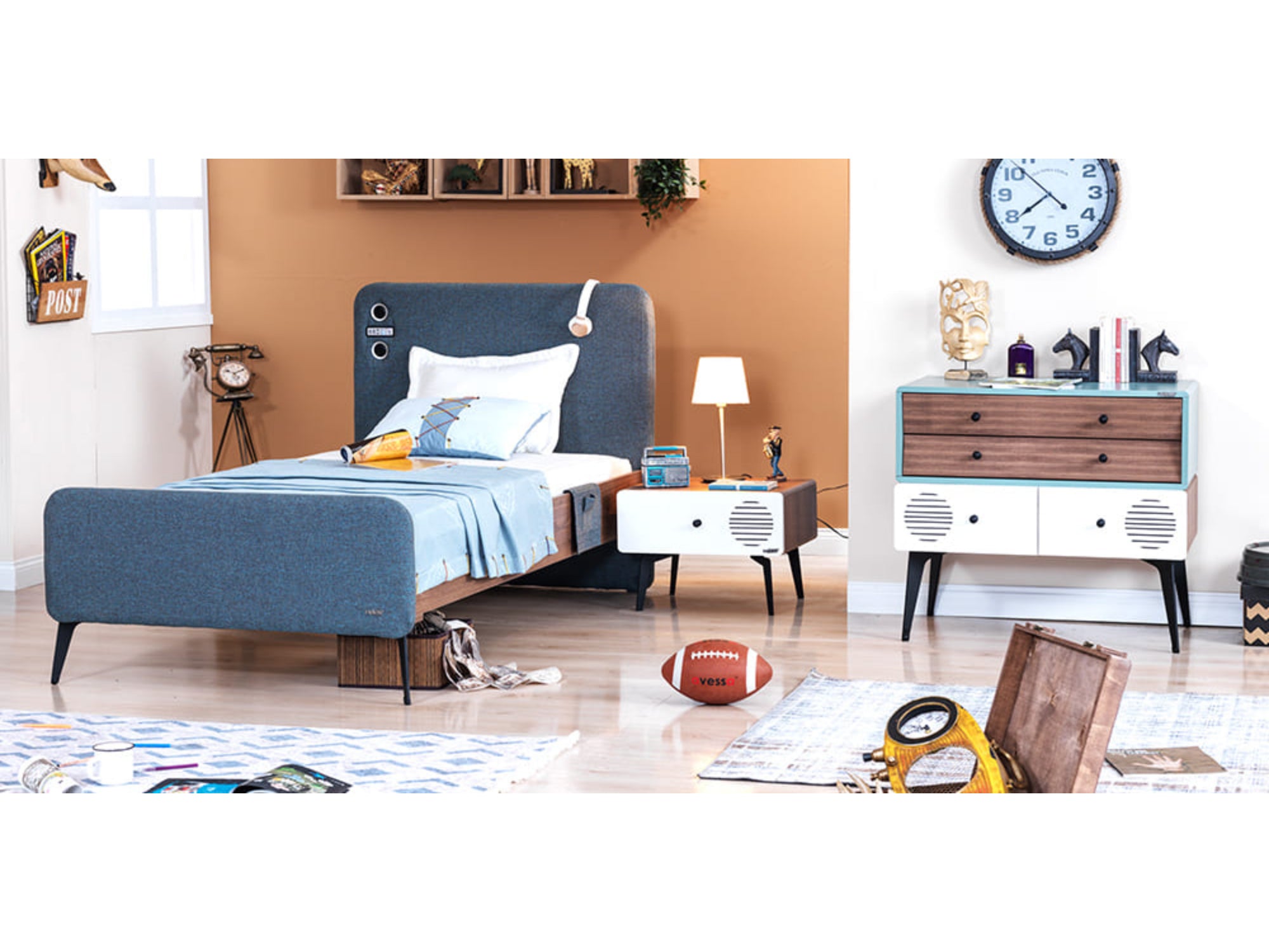 Kampus Kids Room Set (Twin Bed &  Study Desk &  Nightstand)