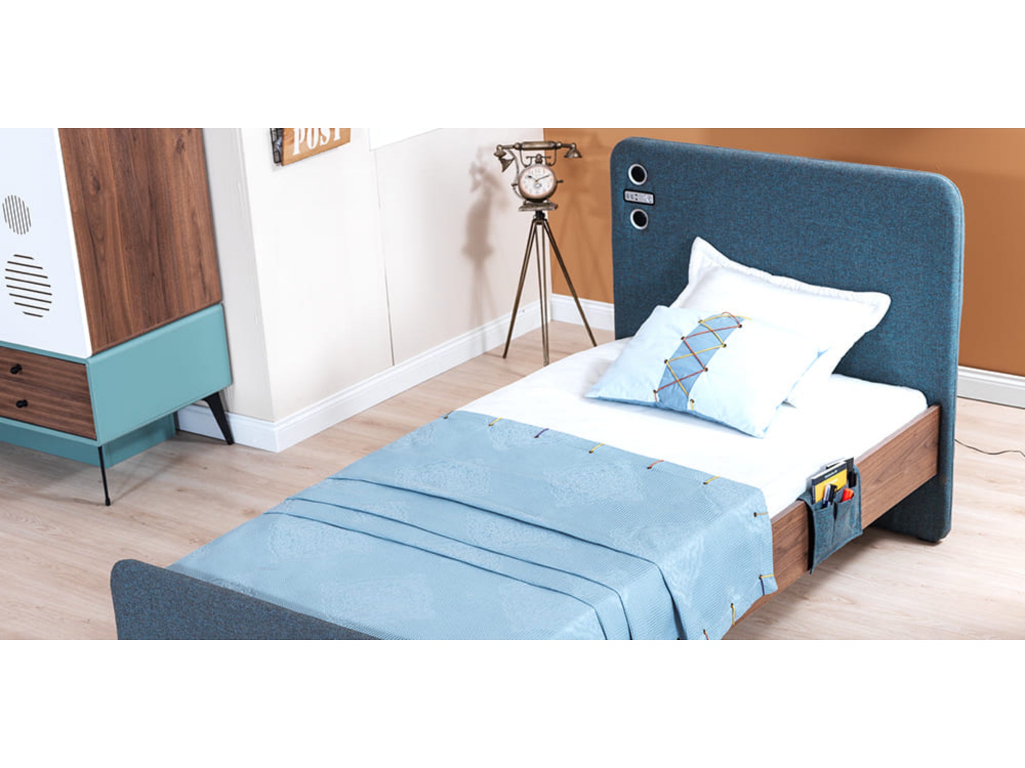 Kampus Twin Bed With Headboard (European) (100X200CM)
