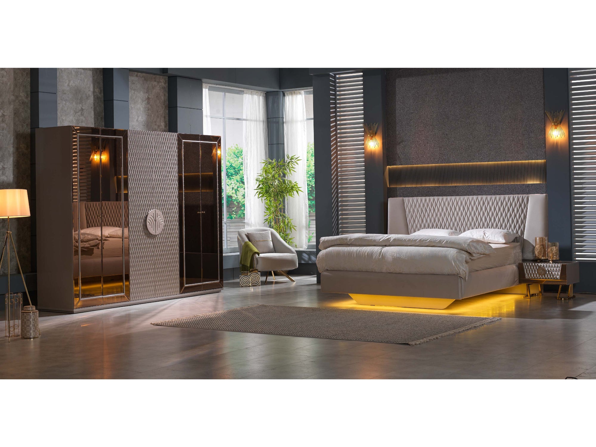 Lucas Bedroom (Queen Storage Bed With Headboard & 2 Nightstand)