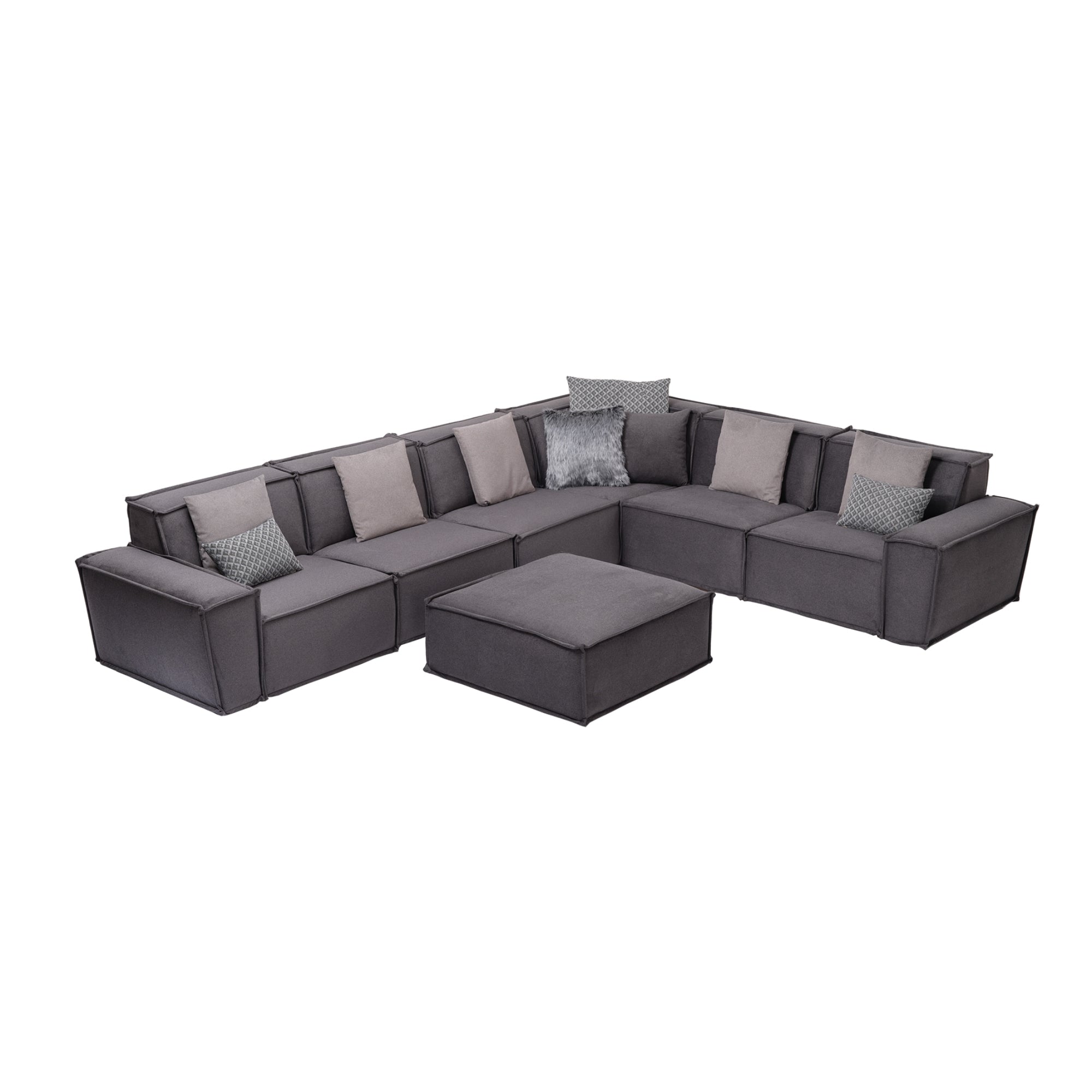 Padova Sectional With Ottoman Grey