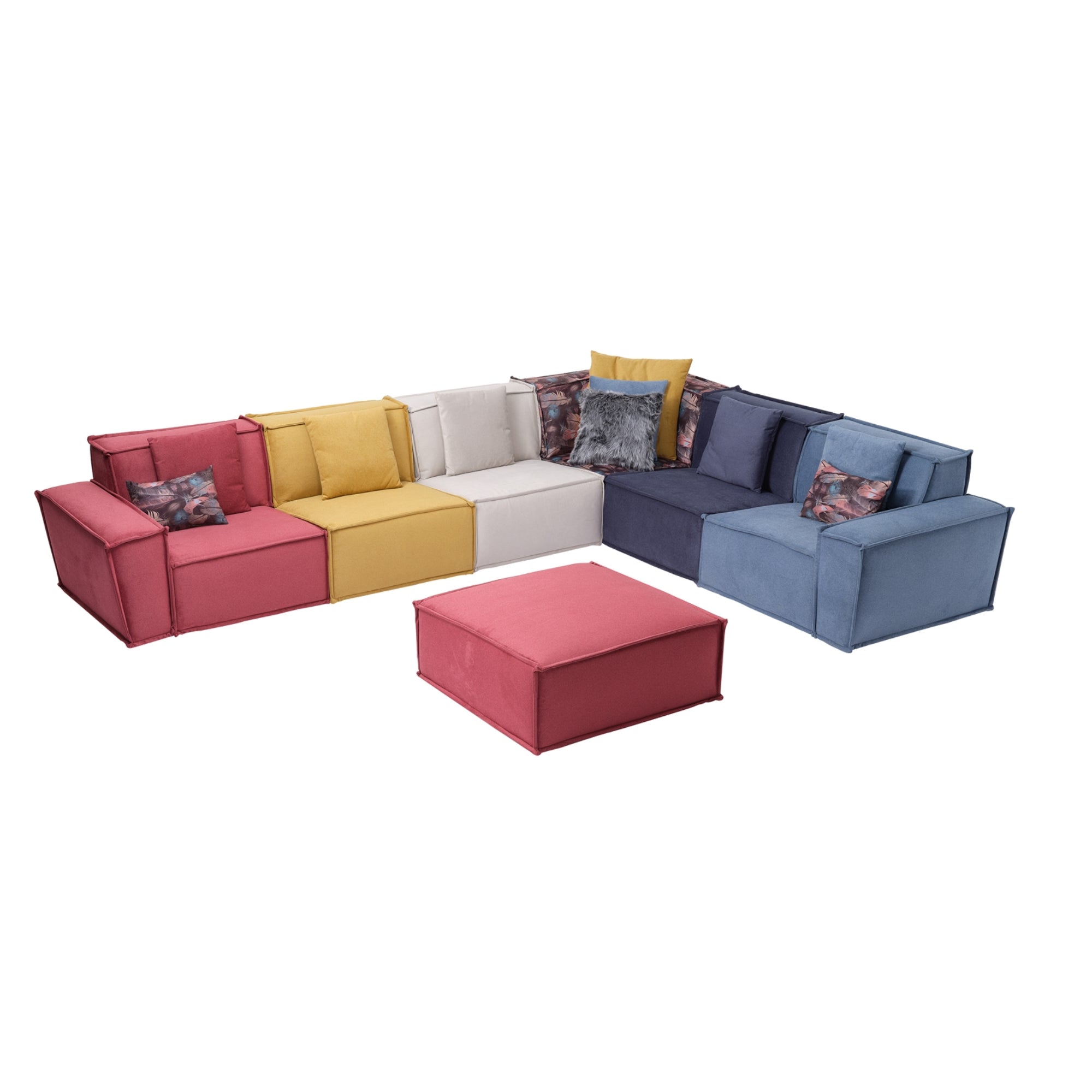 Padova Sectional With Ottoman Mix Color