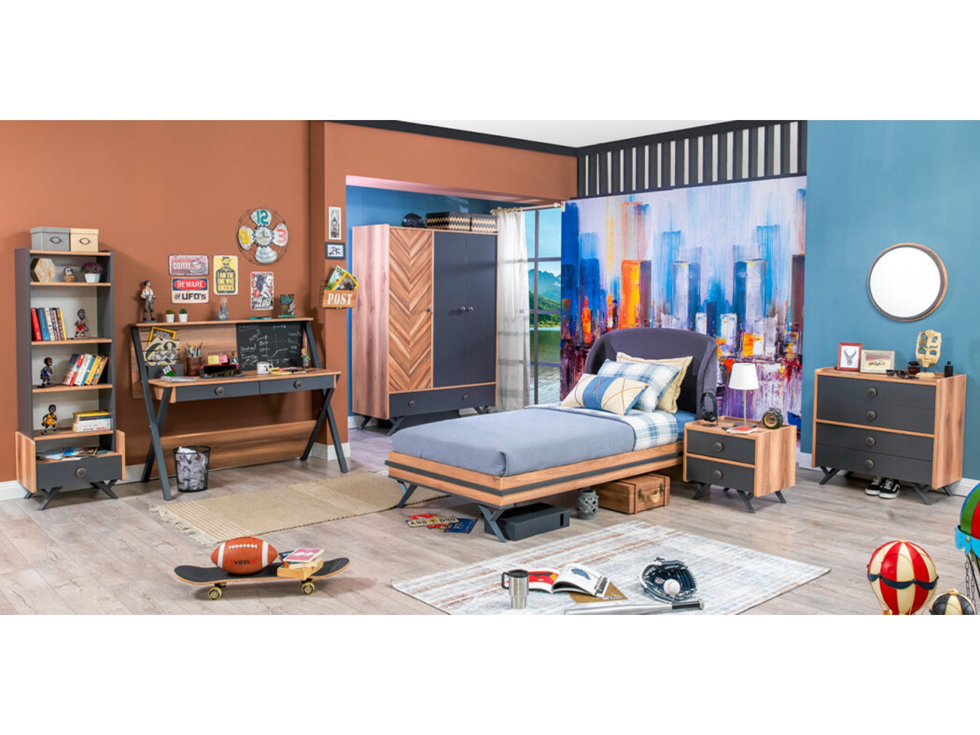 Piedra Kids Room Set (Twin Bed &  Study Desk &  Nightstand)