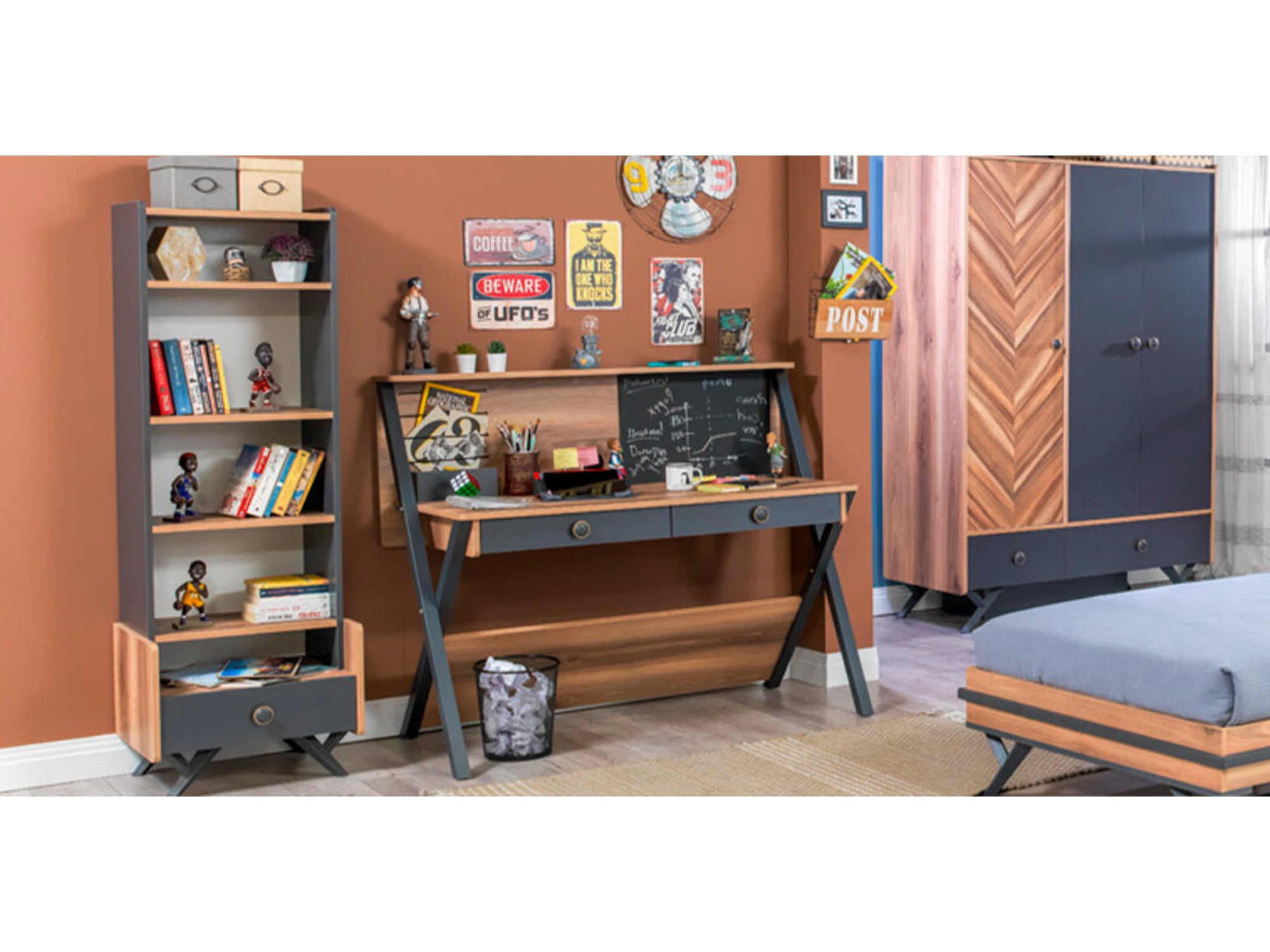 Piedra Kids Room Set (Twin Bed &  Study Desk &  Nightstand)