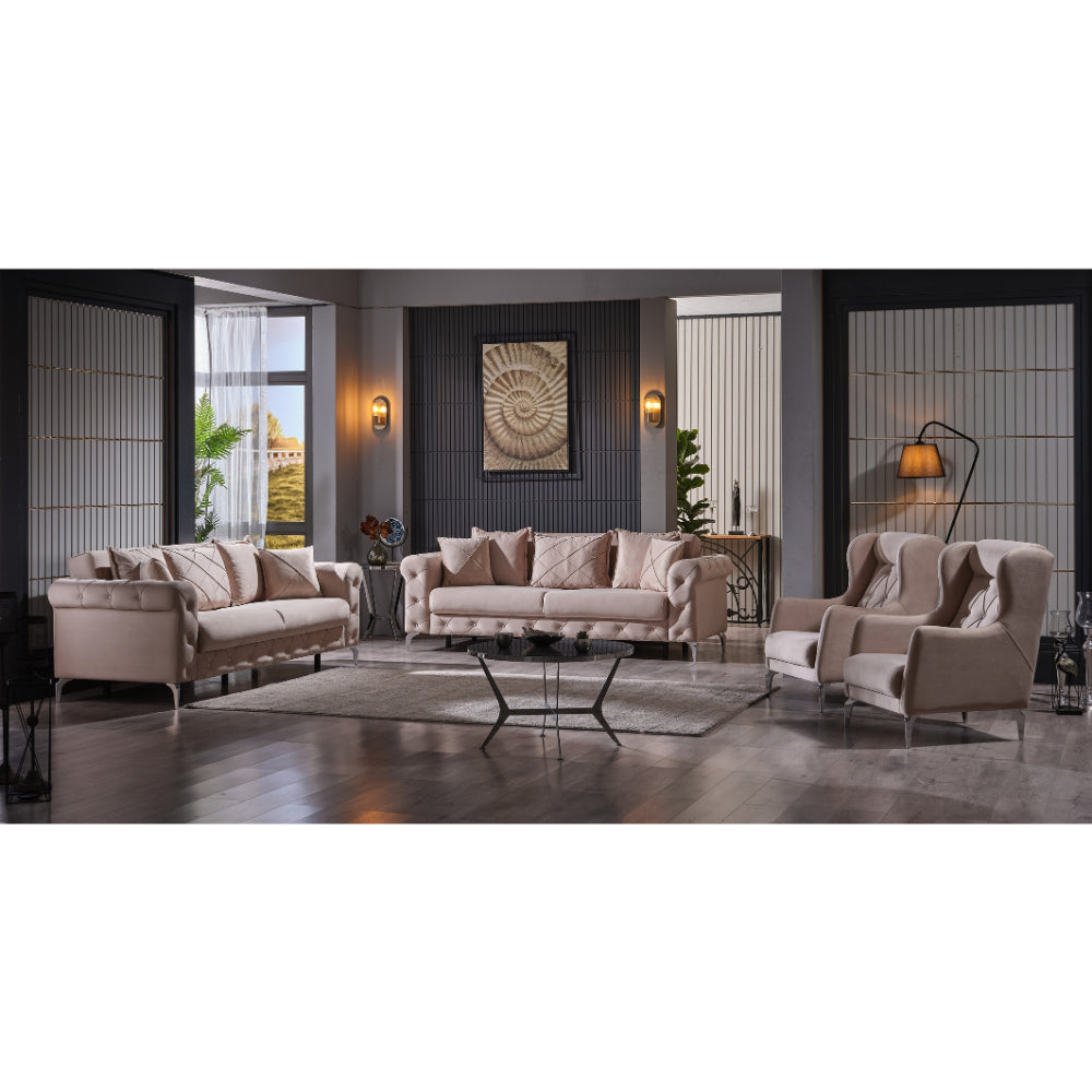 Riva Convertible Livingroom (2 Sofa & 2 Chair) Cream