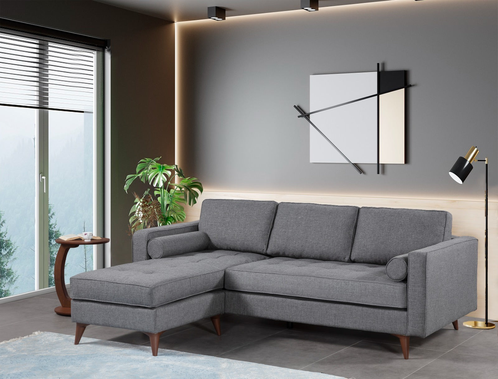 Still Livingroom Sectional Dark Grey