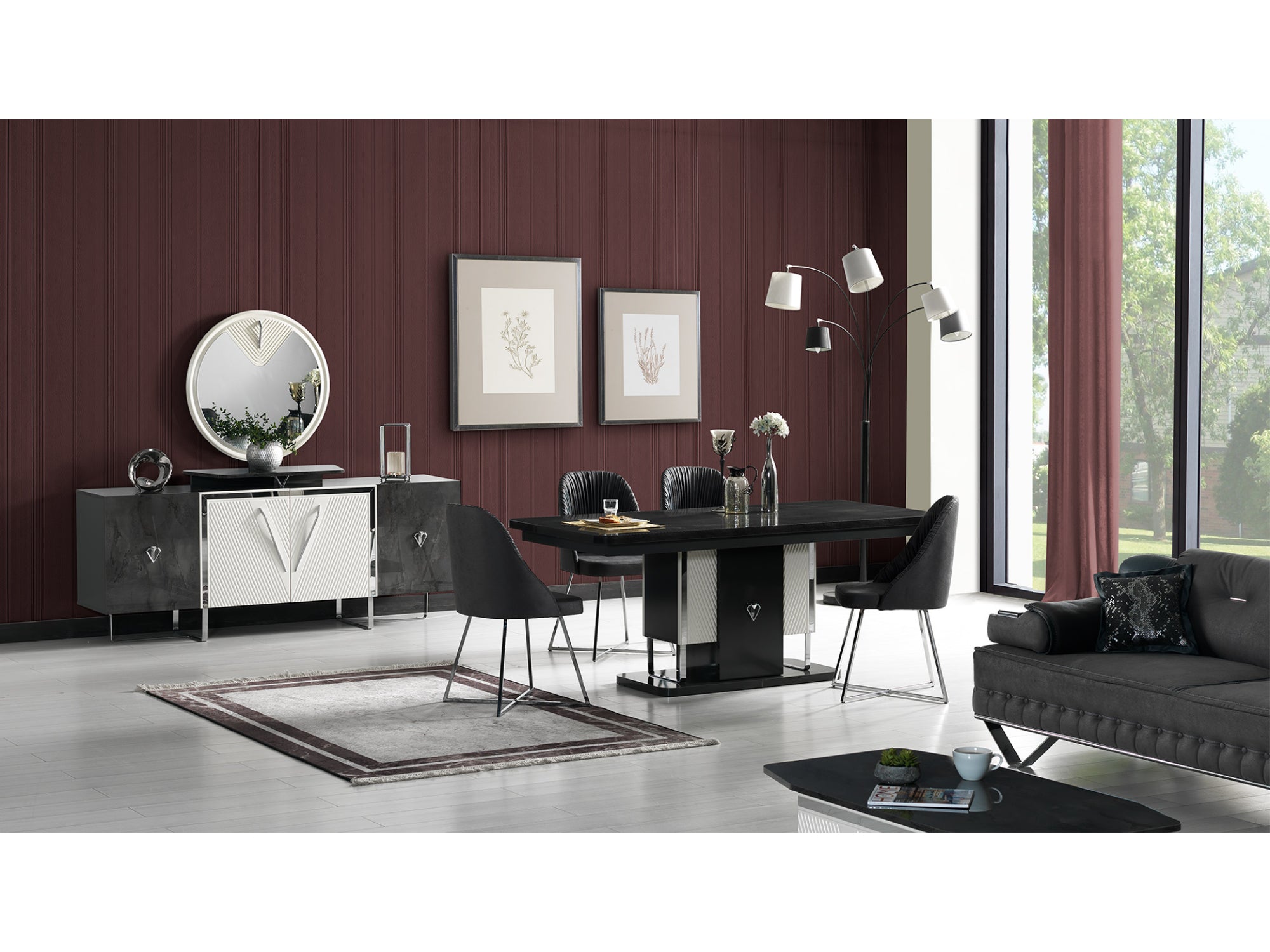 Tokyo Diningroom (Consol With Mirror & Dining Table & 6 Dining Chair)